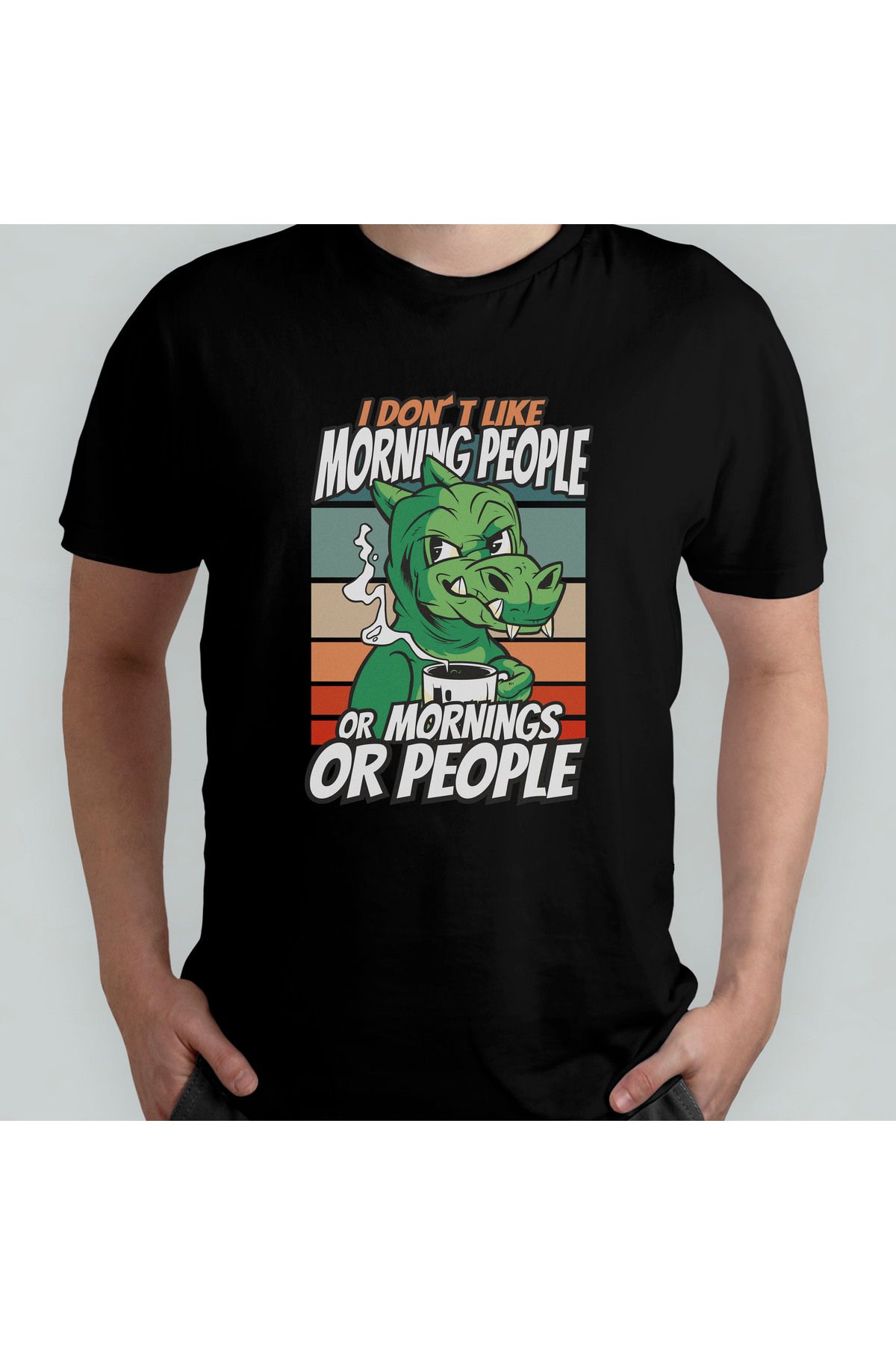 Pixxa DND Ejderha Kahve I Don't Like People Unisex %100 Pamuklu Bisiklet Yaka T-Shirt