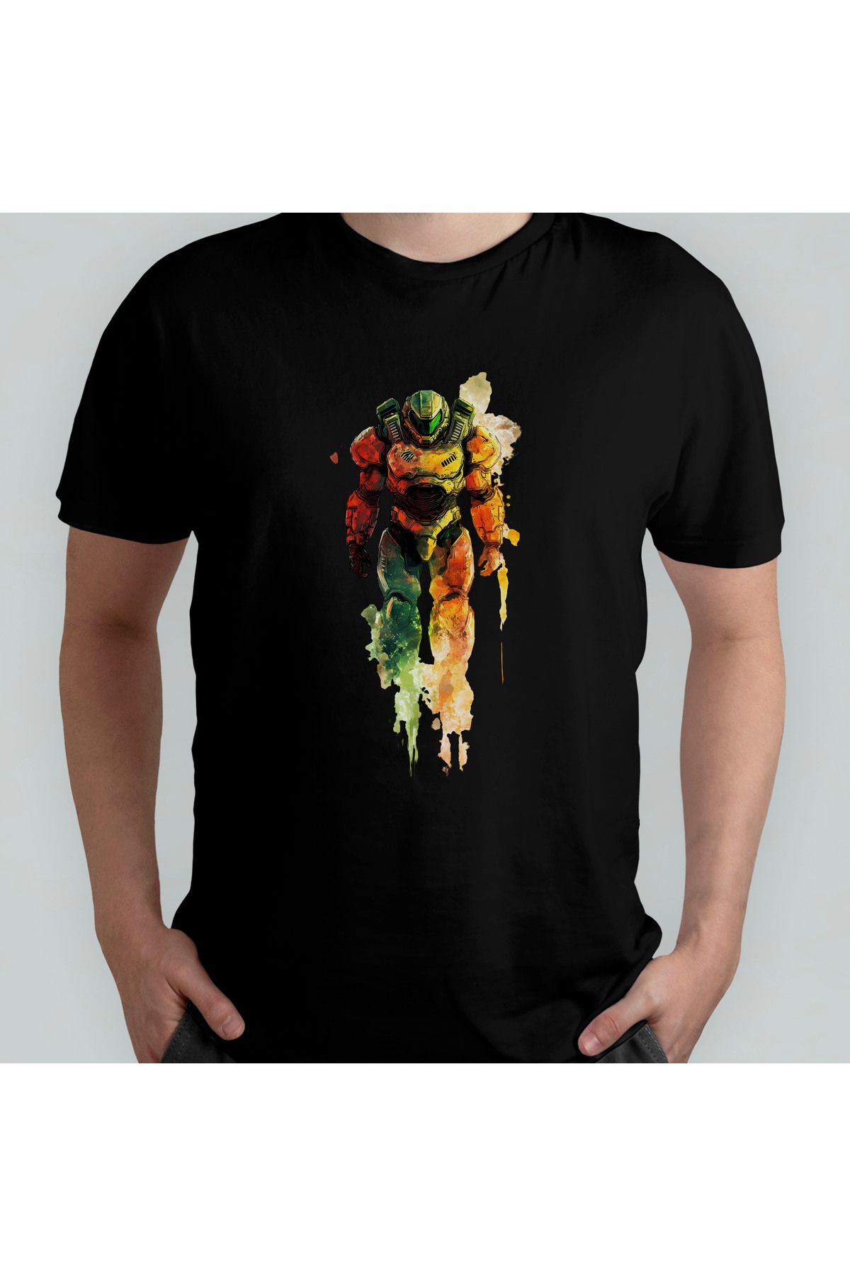Pixxa Doom Unisex %100 Pamuklu Bisiklet Yaka T-Shirt Model 2