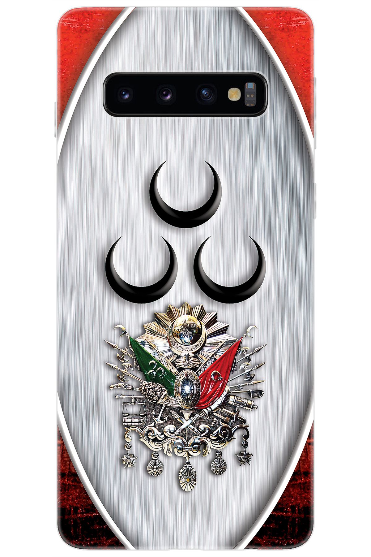 Ceppare Samsung Galaxy S10 (SM-G973F) Uyumlu Kılıf Desenli Silikon Üç Hilal Tuğra Tasarım STK:425 CP-XdtR4XC