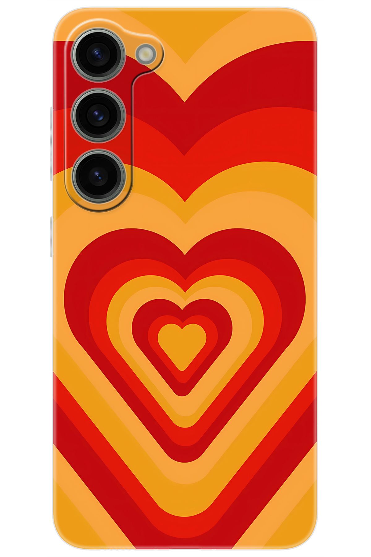Ceppare Samsung Galaxy S23 (SM-S911B) Uyumlu Kılıf Desenli Silikon Sarı Kırmızı Kalpler STK:1009 CP-lP7u7C5