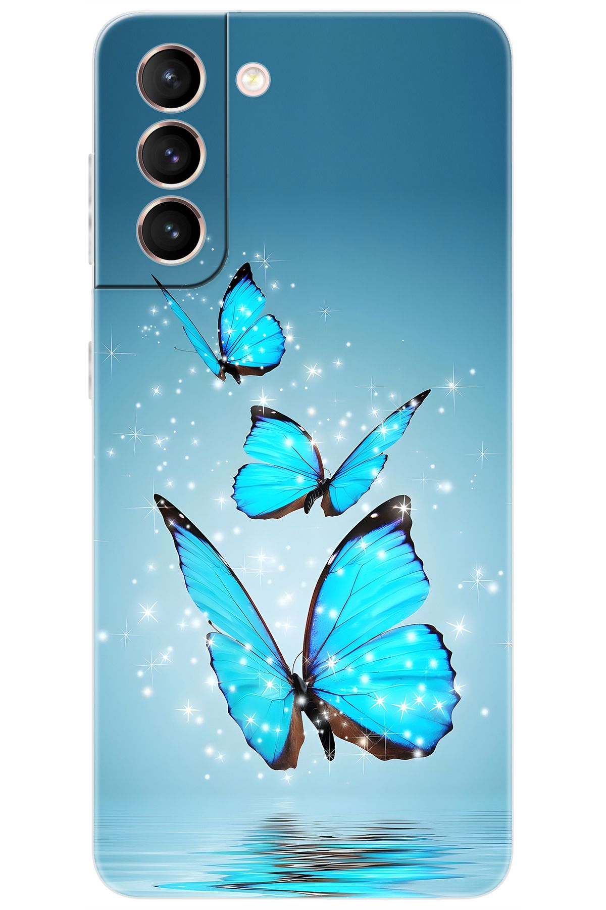 Ceppare Samsung Galaxy S21 (SM-G991B) Uyumlu Kılıf Desen Baskılı Silikon Mavi Kelebek STK:710 CP-HIK4xIS