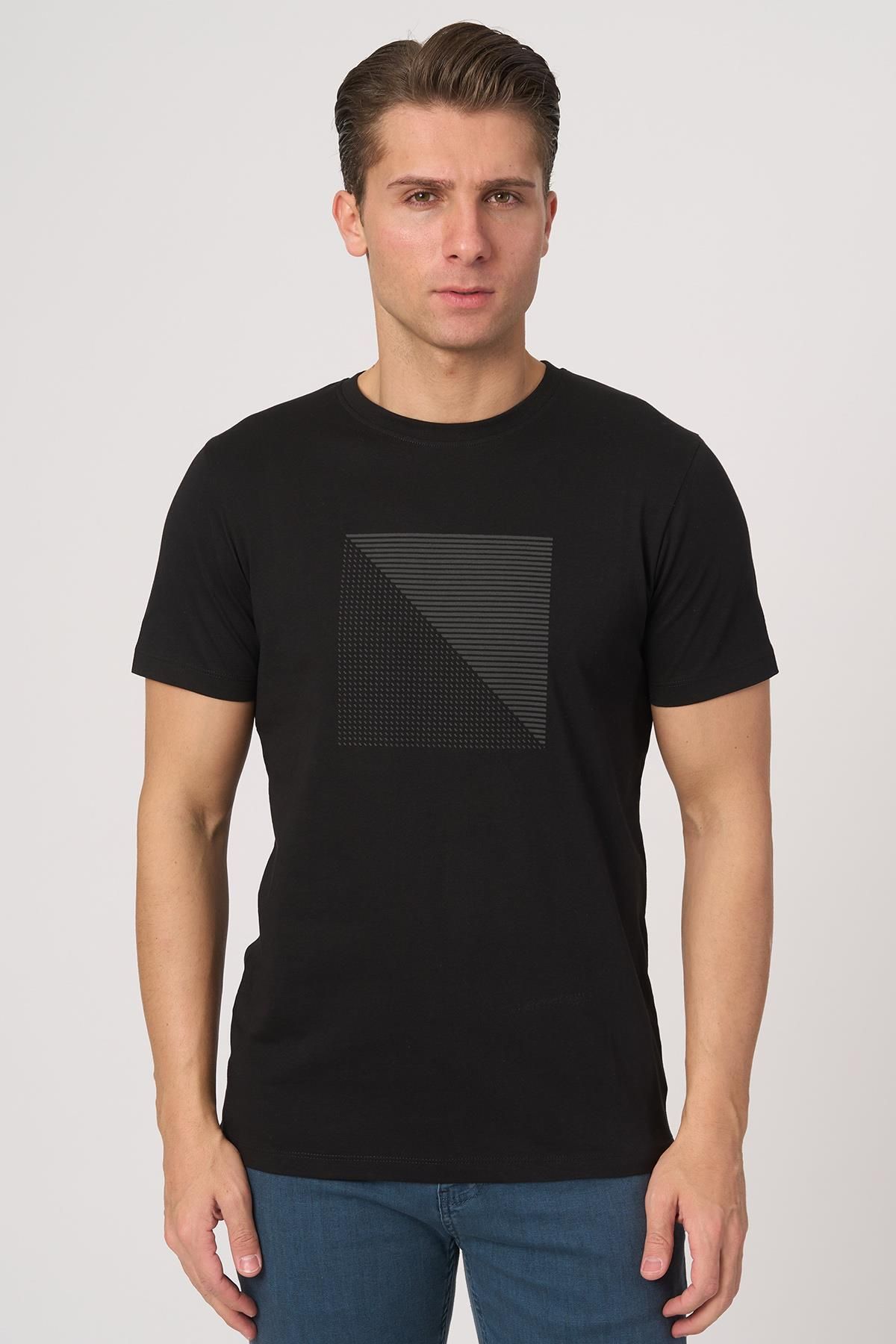 White Stone WHİTE STONE 2025-Y 3117 BİSİKLET YAKA TSHIRT SİYAH
