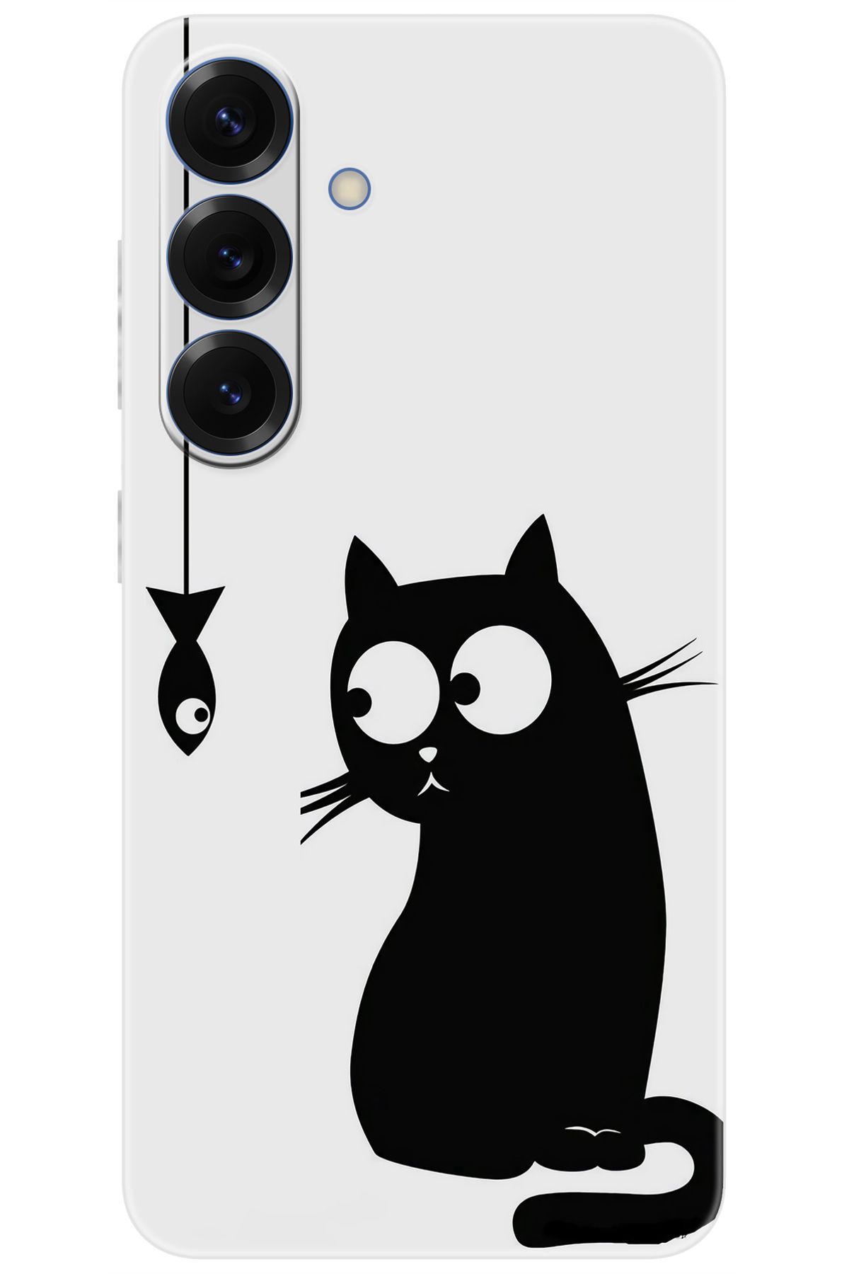 Ceppare Samsung Galaxy S25 (SM-S931B) Uyumlu Kılıf Desen Baskılı Silikon Balık ve Kedi STK:747 CP-kGodPbD