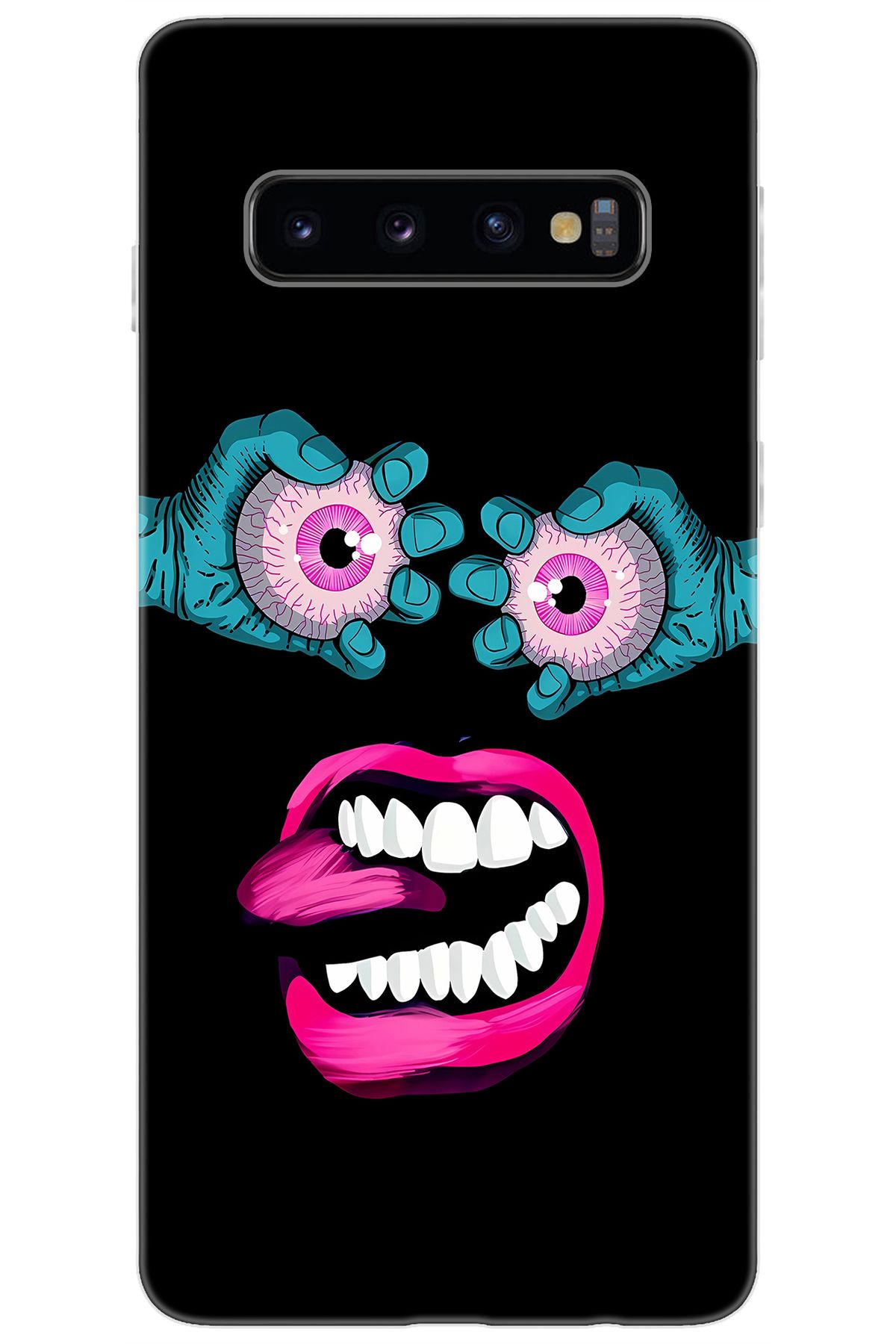 Ceppare Samsung Galaxy S10 (SM-G973F) Uyumlu Kılıf Desen Baskılı Silikon Çılgın Gözler STK:657 CP-kSbJxDn