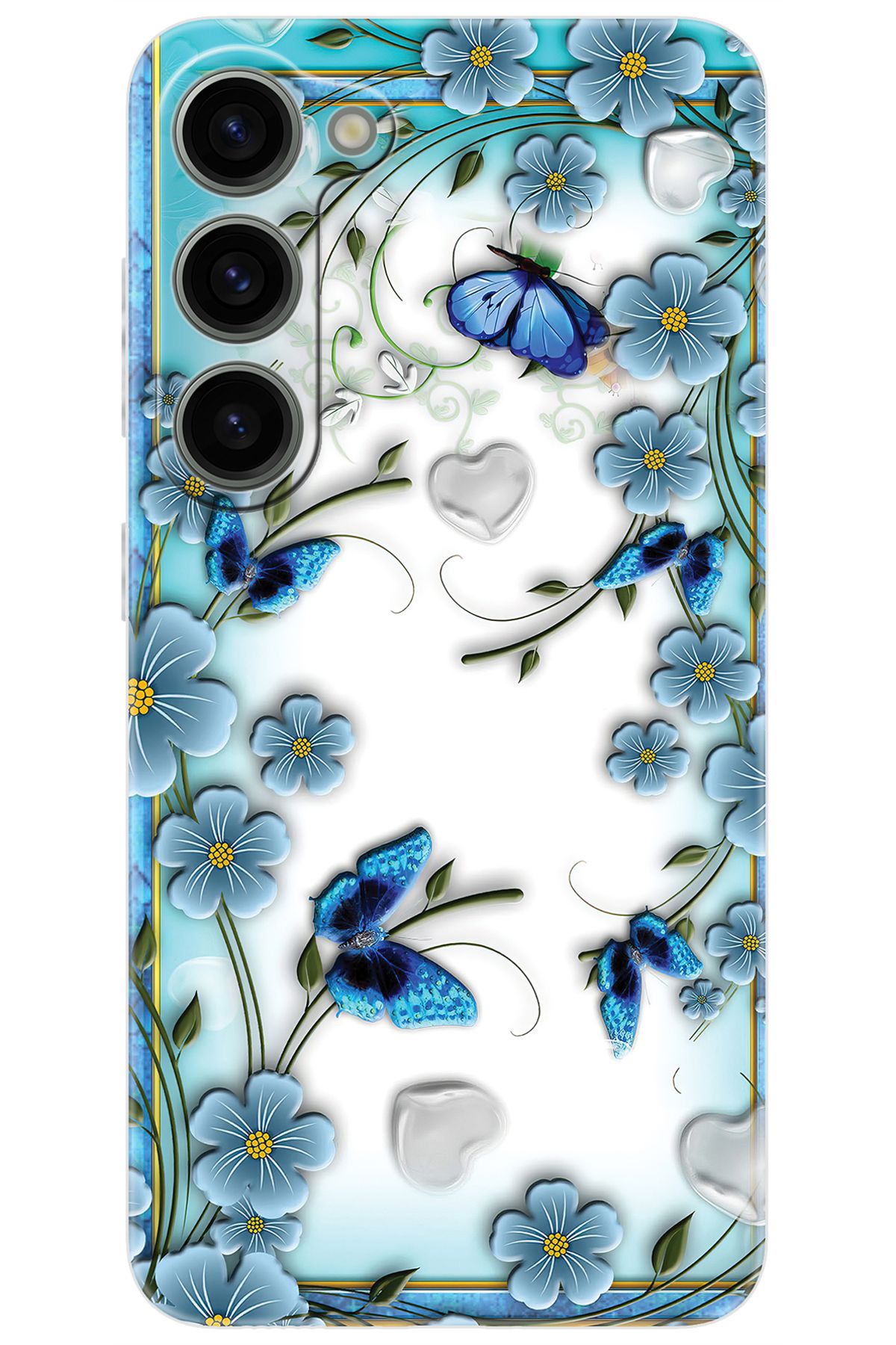 Ceppare Samsung Galaxy S23 (SM-S911B) Uyumlu Kılıf Desenli Silikon Çiçek ve Kelebekler STK:547 CP-Z2XplEB