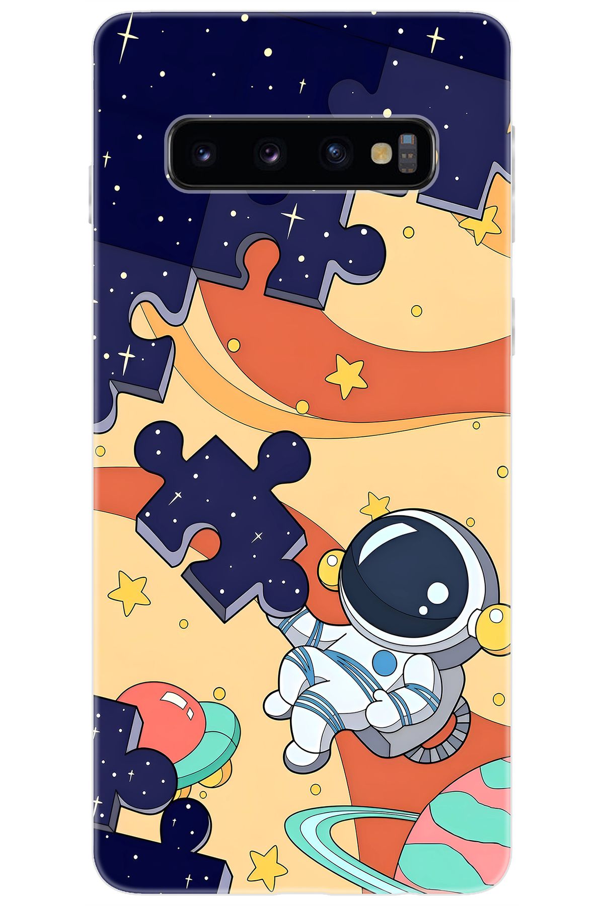 Ceppare Samsung Galaxy S10 (SM-G973F) Uyumlu Kılıf Desen Baskılı Silikon Astronot STK:646 CP-iEtNDOv