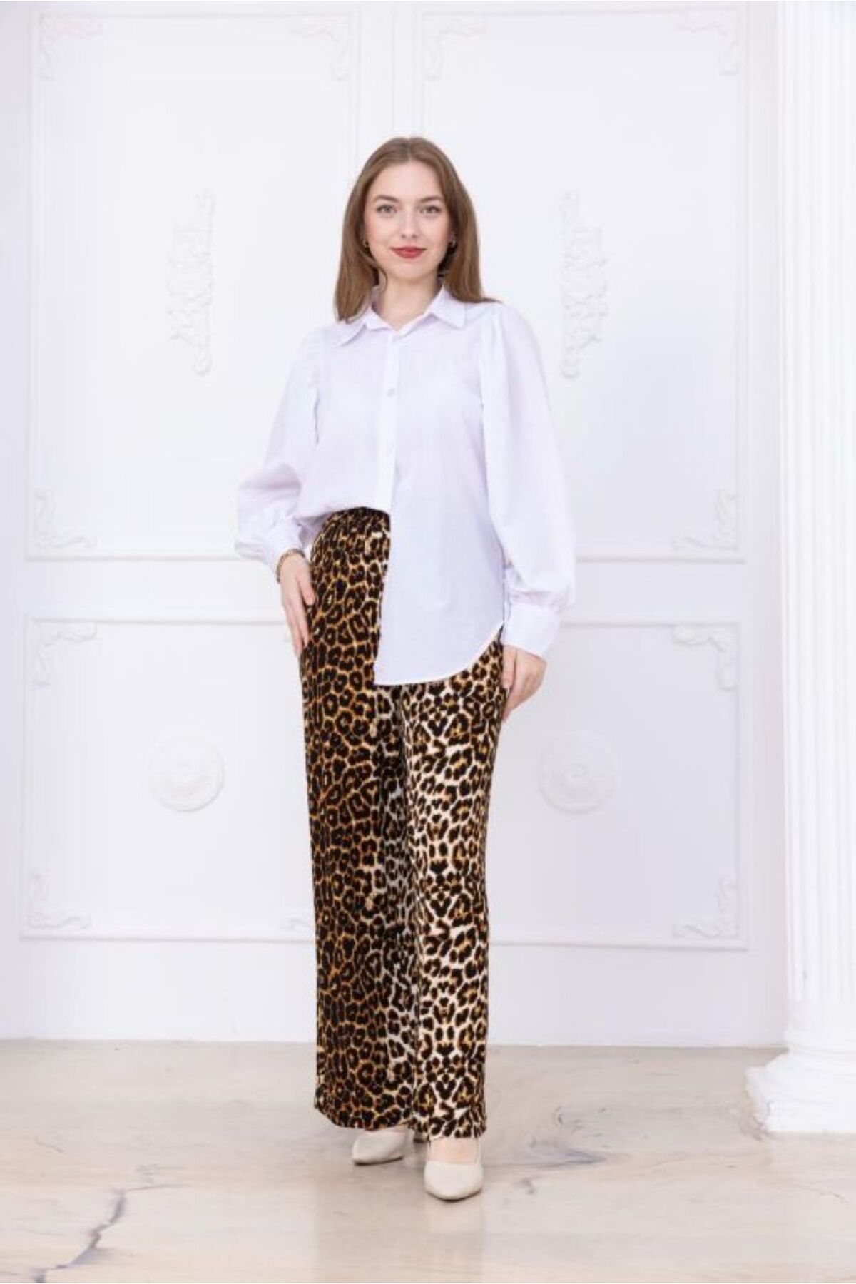 BARG FASHION Leoparlı Yazlık Rahat Beli Lastikli Pantolon