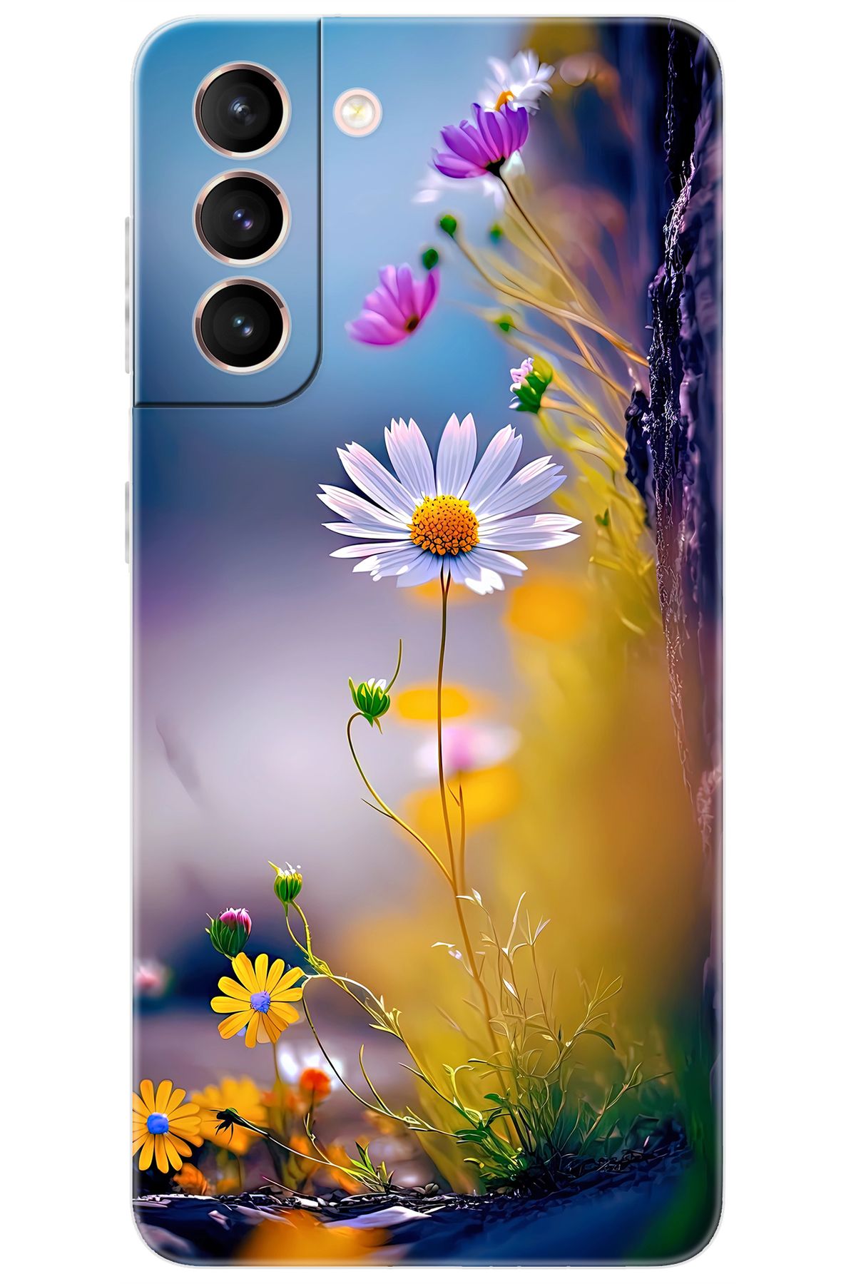 Ceppare Samsung Galaxy S21 (SM-G991B) Uyumlu Kılıf Desen Baskılı Silikon Papatya Seri STK:1000 CP-qzEFwMm