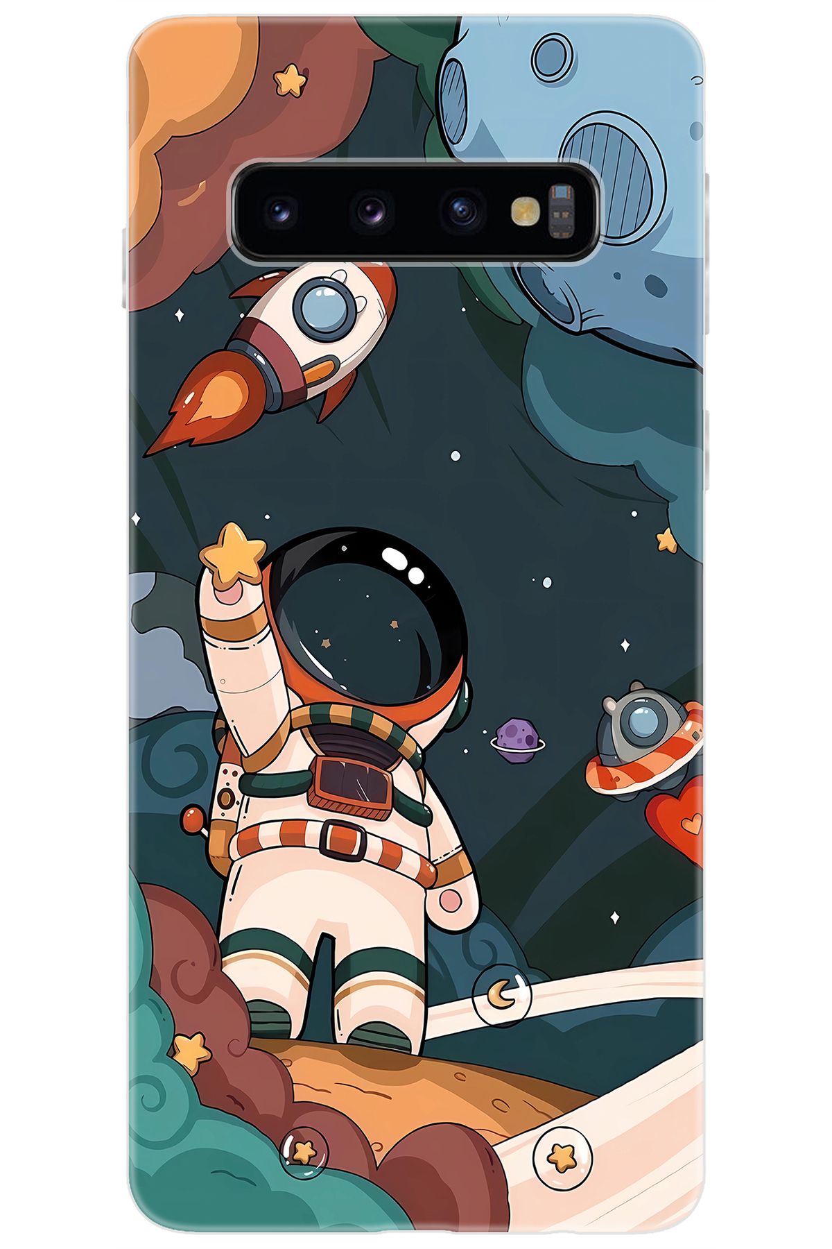 Ceppare Samsung Galaxy S10 (SM-G973F) Uyumlu Kılıf Desen Baskılı Silikon Astronot STK:696 CP-FhEK37J