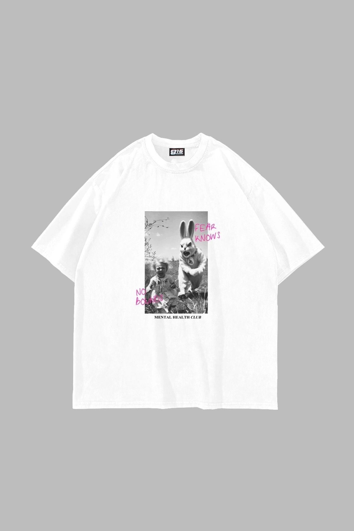 Sekizbiraltı No Bounds Baskılı Oversize Unisex Beyaz Tshirt