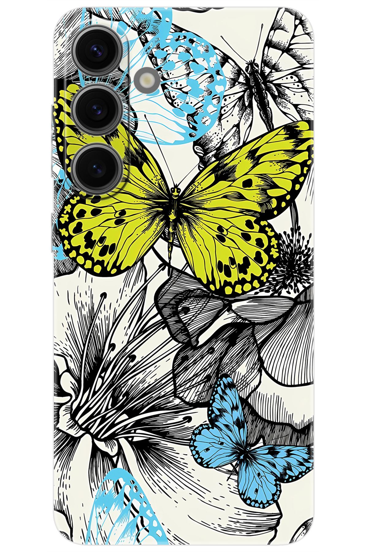 Ceppare Samsung Galaxy S24 (SM-S921B) Uyumlu Kılıf Desen Baskılı Silikon Kelebek STK:647 CP-Sut86DT