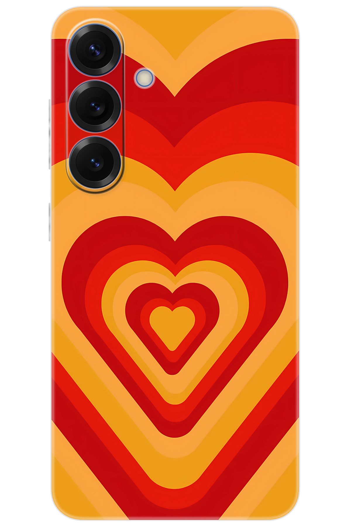 Ceppare Samsung Galaxy S25 (SM-S931B) Uyumlu Kılıf Desenli Silikon Sarı Kırmızı Kalpler STK:1009 CP-VfpjOtK