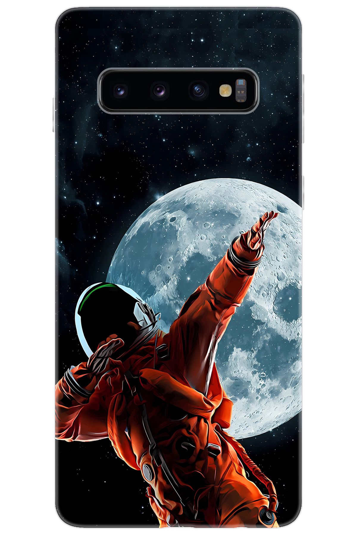 Ceppare Samsung Galaxy S10 (SM-G973F) Uyumlu Kılıf Desen Baskılı Silikon Astronot STK:674 CP-12nPHQI