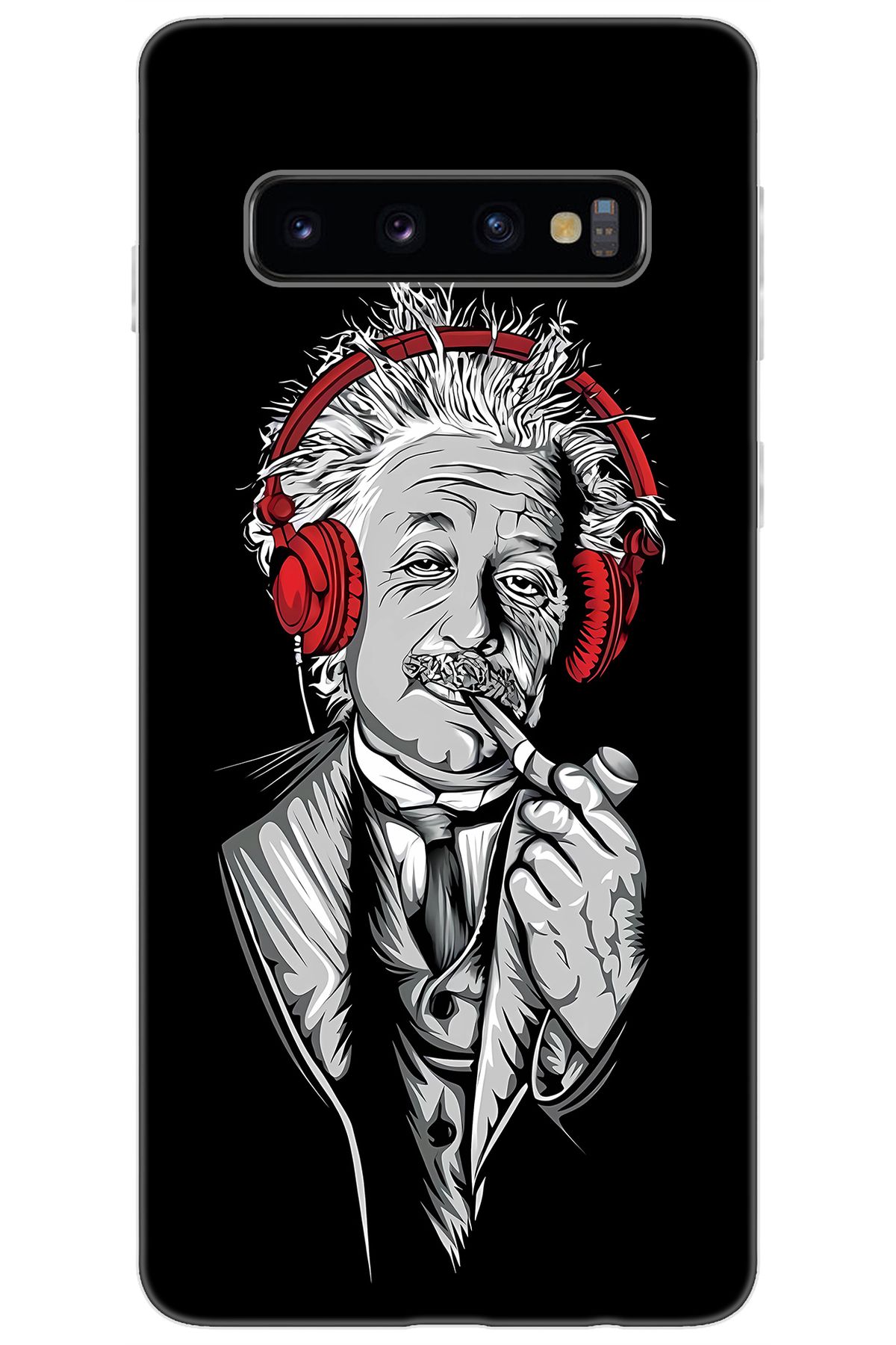 Ceppare Samsung Galaxy S10 (SM-G973F) Uyumlu Kılıf Desen Baskılı Silikon Albert Einstein STK:658 CP-YXhOJwI
