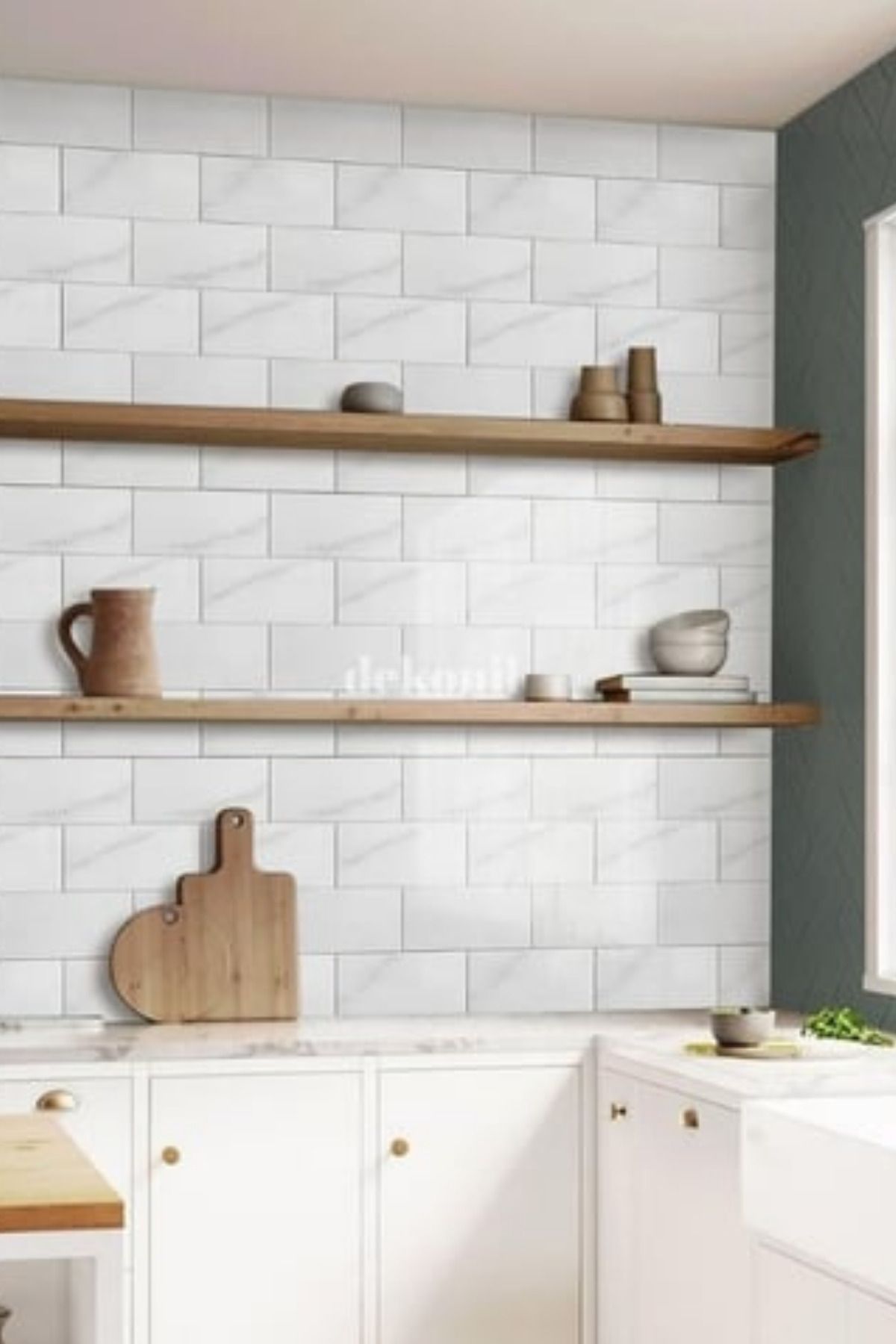 Dekonil Kendinden Yapışkanlı Mozaik Karo Tuğla Beyaz 30*30 cm (10 Adet)
