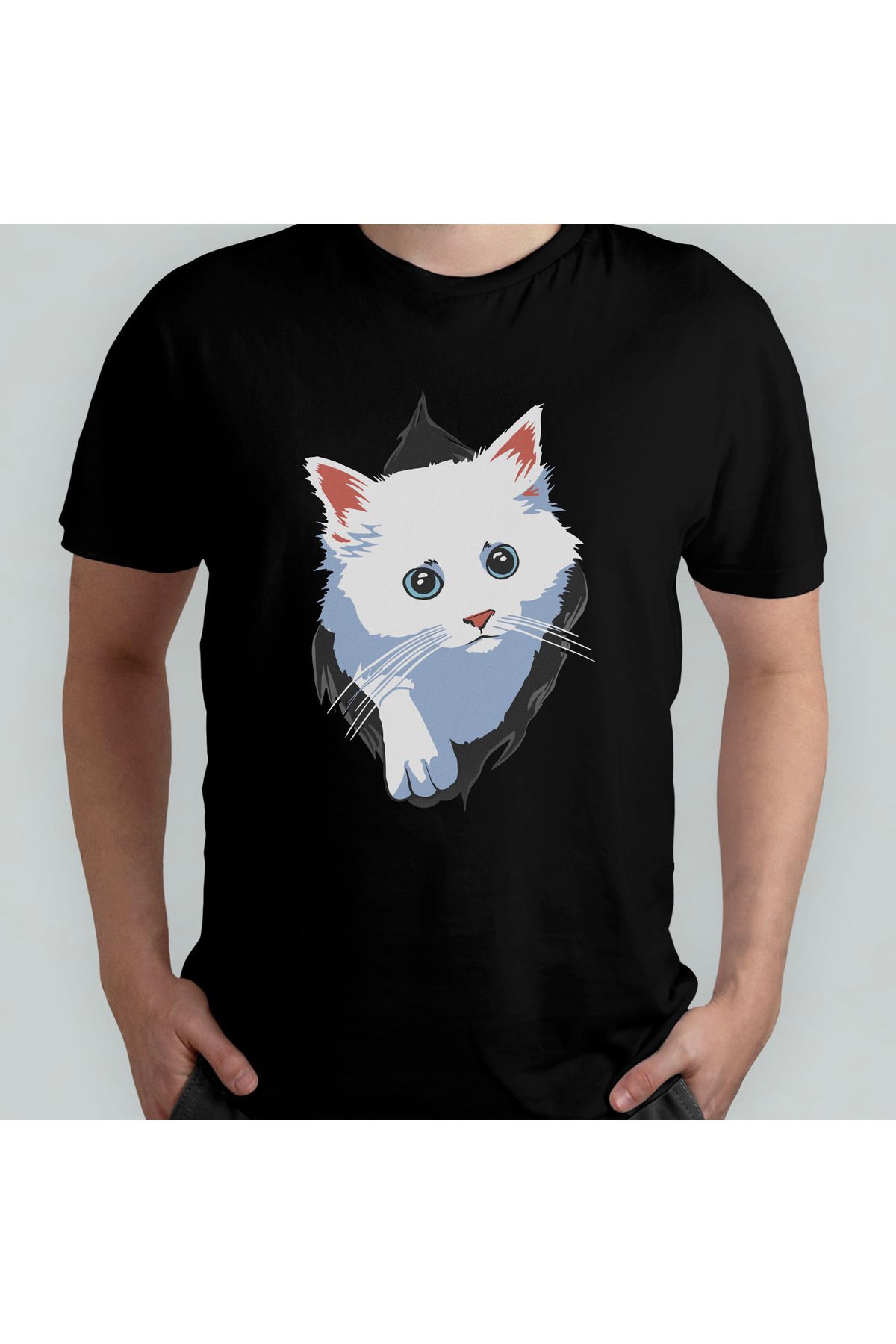 Pixxa İçimdeki Kedi Van Kedisever Unisex %100 Pamuklu Bisiklet Yaka T-Shirt