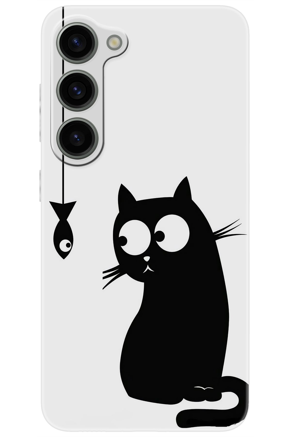 Ceppare Samsung Galaxy S23 (SM-S911B) Uyumlu Kılıf Desen Baskılı Silikon Balık ve Kedi STK:747 CP-Hw6veLW
