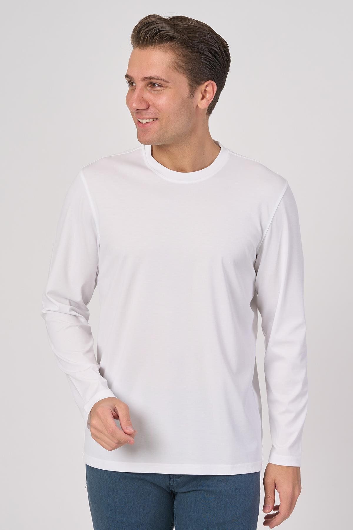 White Stone WHİTE STONE 2025-Y 3024 BASIC UZUNKOL TSIRT BEYAZ