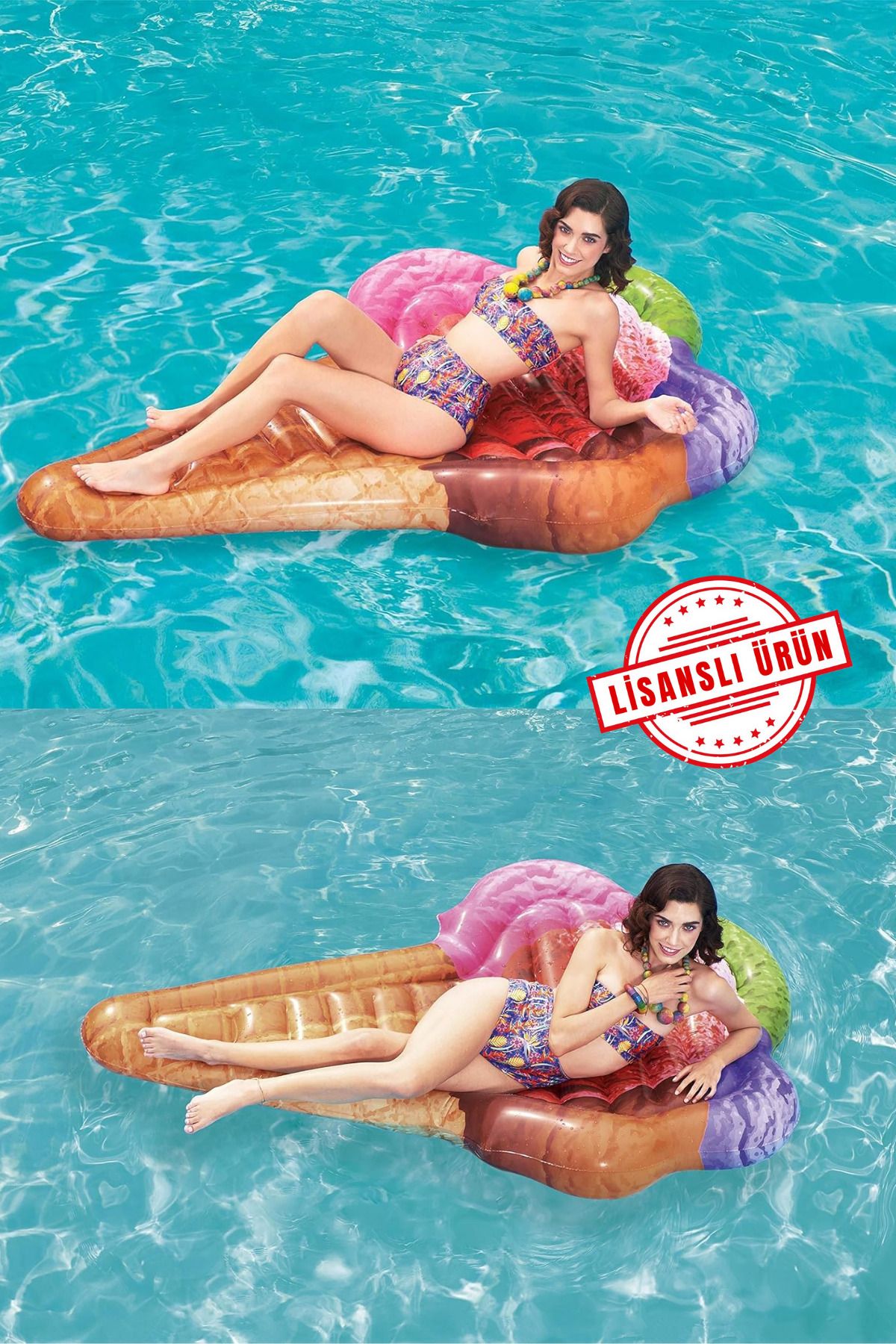 craftivio Kornet Ice Cream Tasarım Premium Deniz Havuz Yatağı 188x130 cm Yeni Sezon