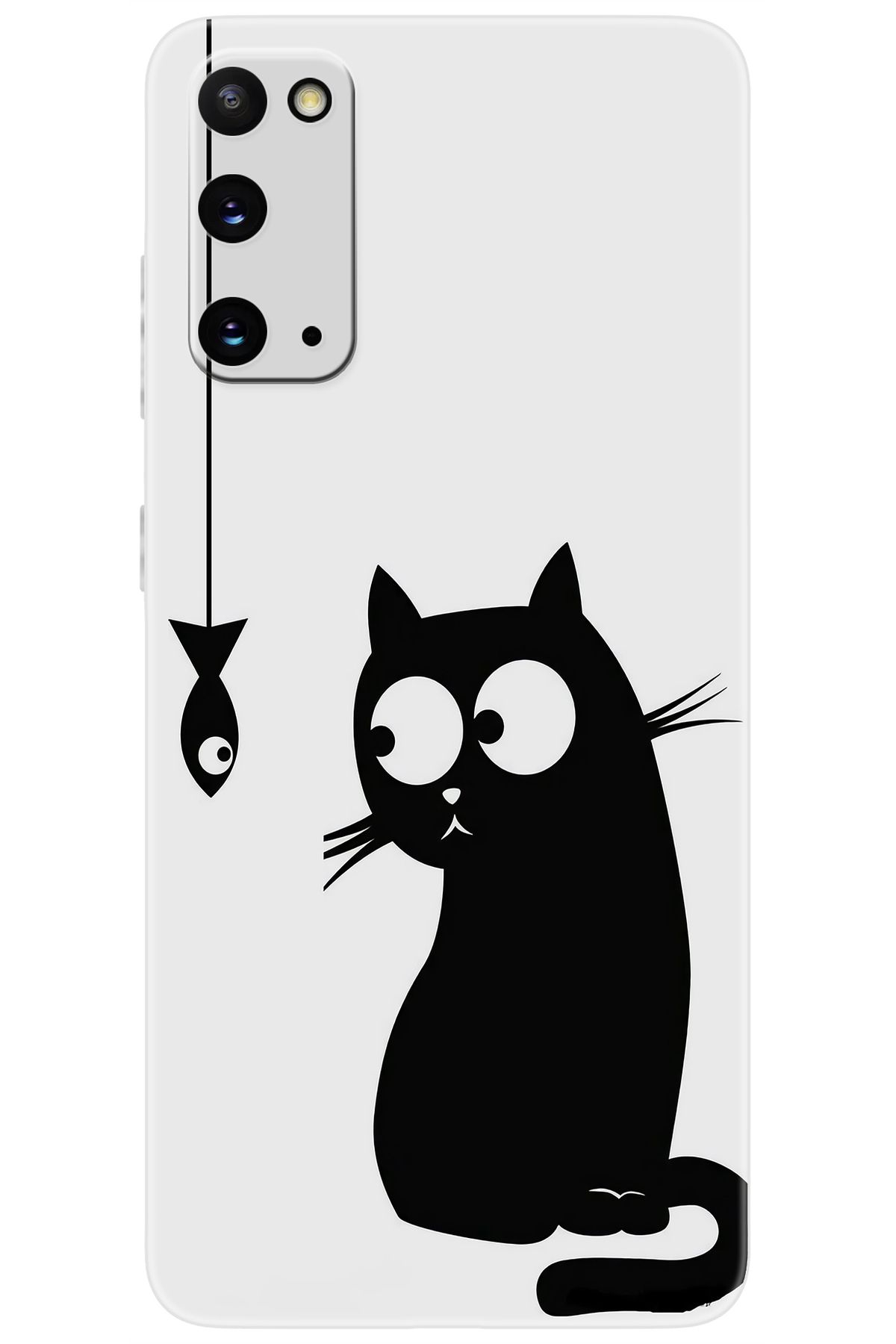 Ceppare Samsung Galaxy S20 (SM-G980F) Uyumlu Kılıf Desen Baskılı Silikon Balık ve Kedi STK:747 CP-WoaZ7ah