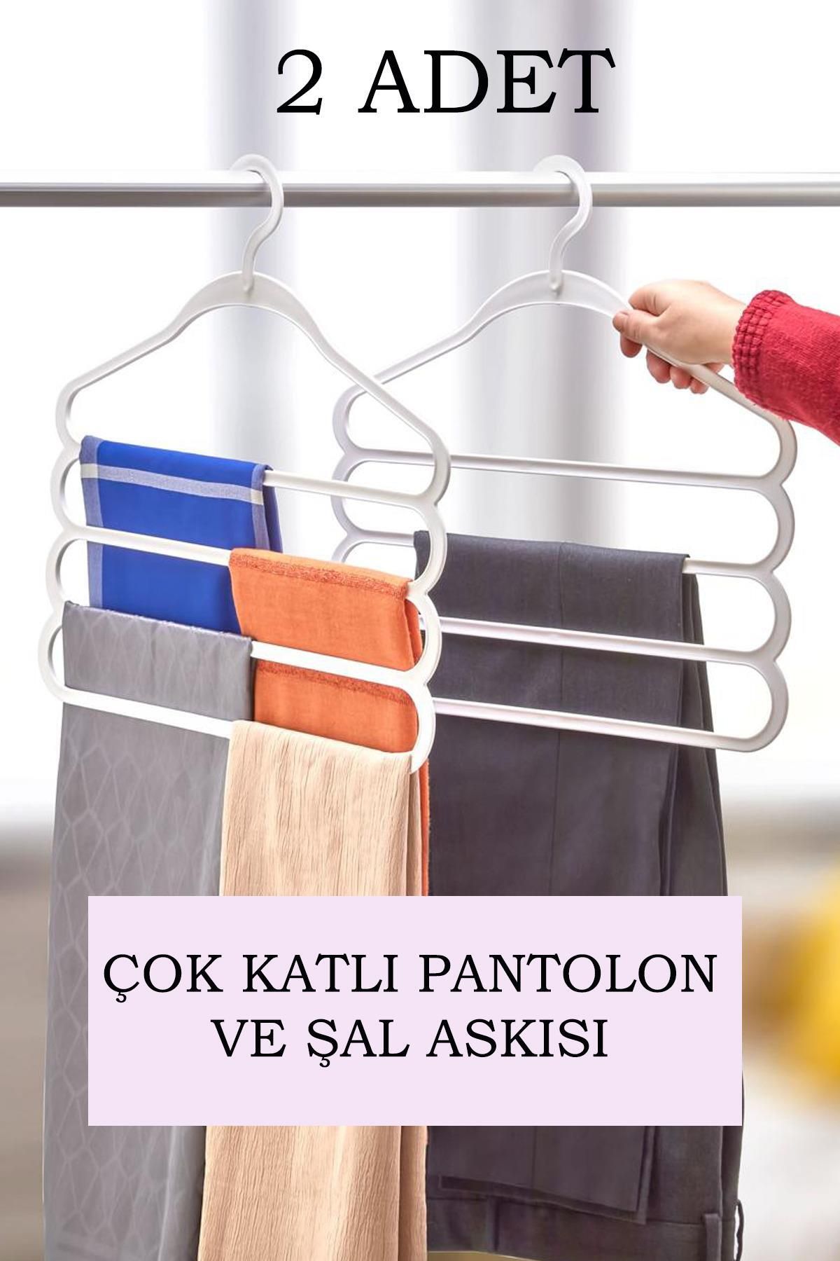 ORSA HOME 2 Adet Çok Katlı Pantolon Ve Şal Askısı Beyaz 258