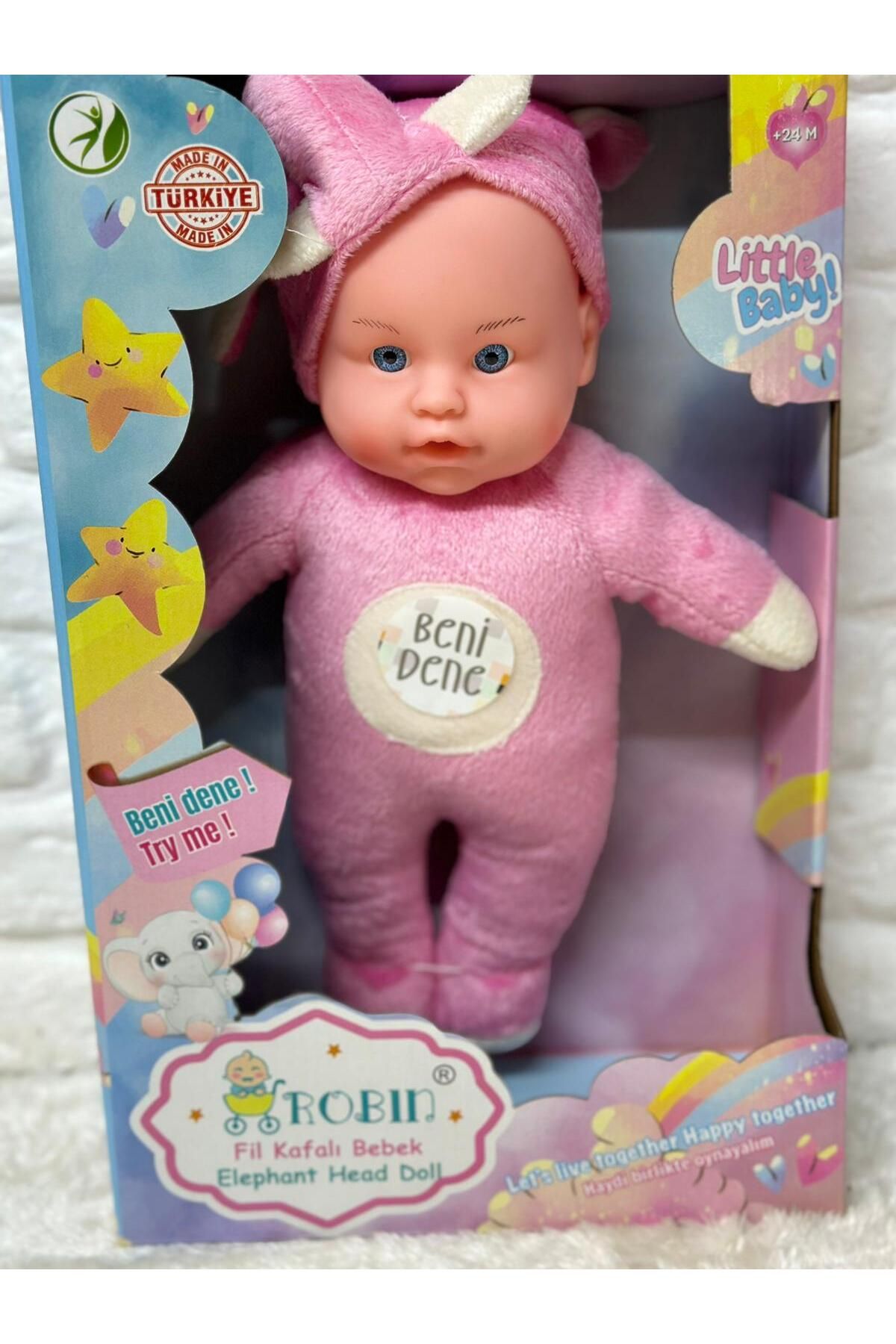 Global Toys Robin Fil Kafalı Şirin Peluş Et Bebek Sesli 30cm