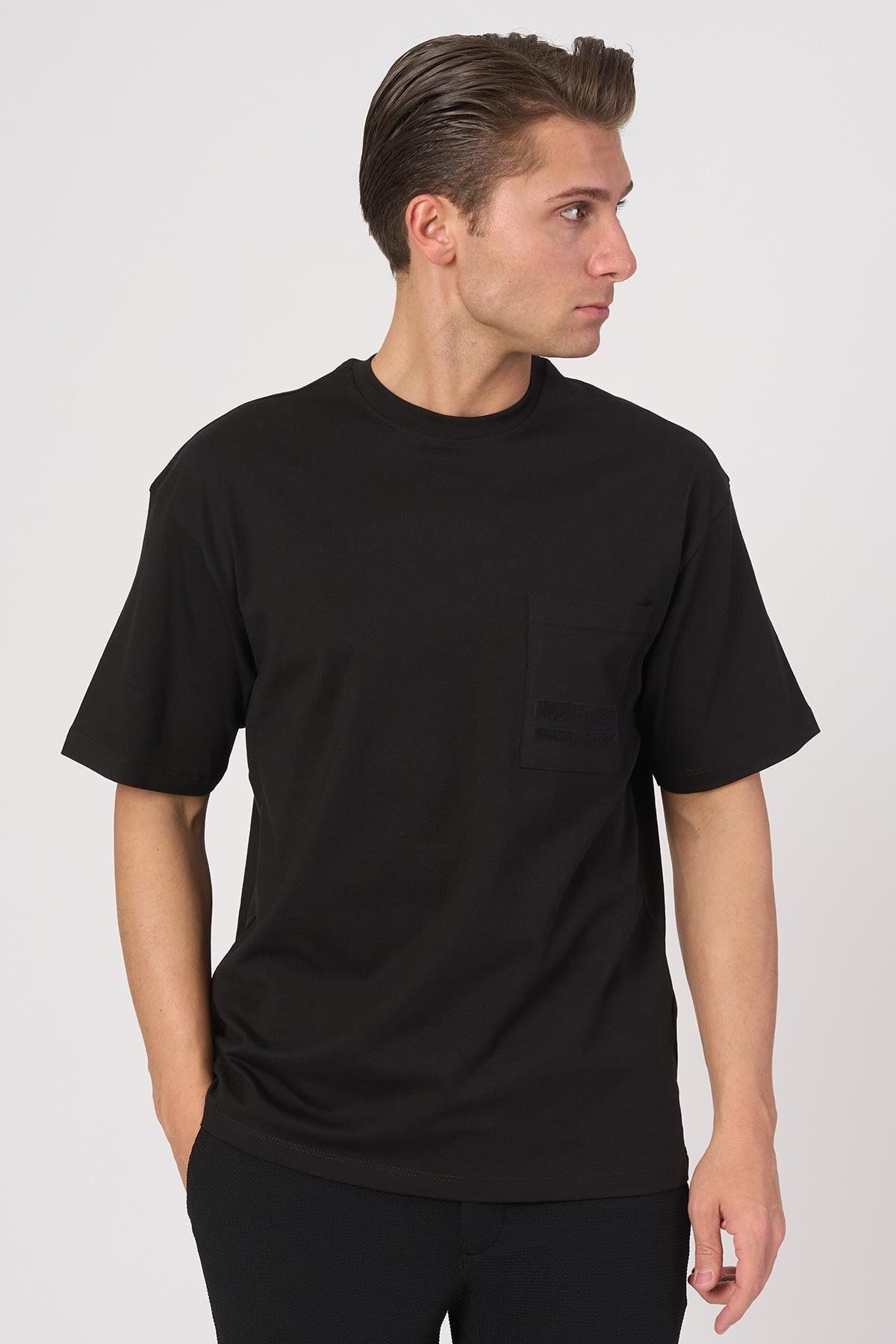 White Stone WHİTE STONE 2025-Y 3138 BİSİKLET YAKA TSHIRT SİYAH