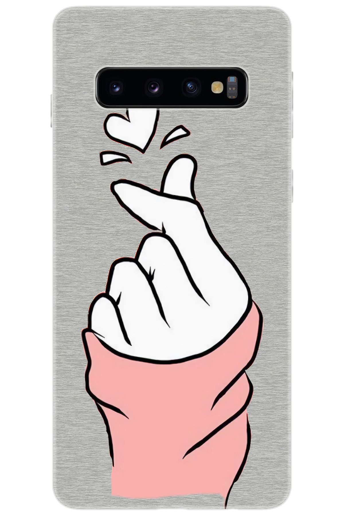 Ceppare Samsung Galaxy S10 (SM-G973F) Uyumlu Kılıf Desenli Silikon Parmak Şıklatma Kalp STK:750 CP-zF6UDOz