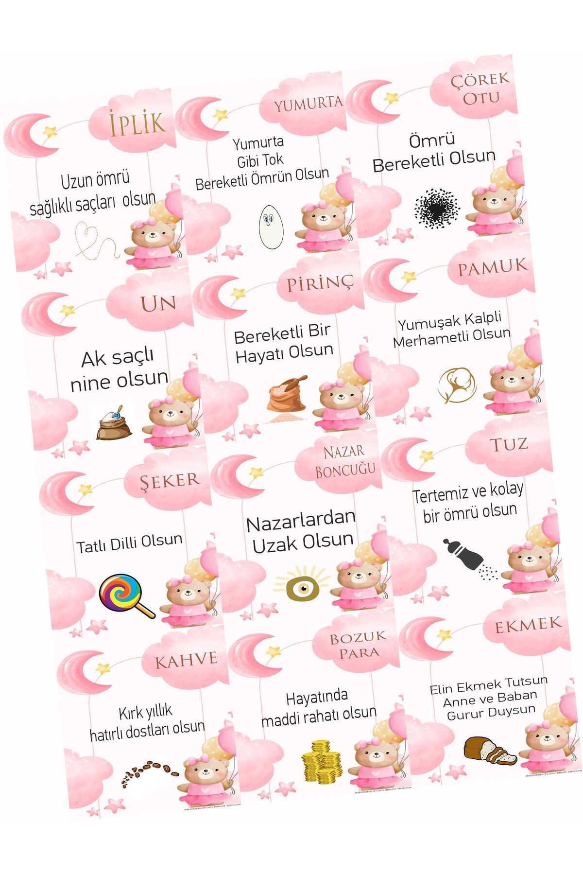 43 cici süsler organizasyon Kız Bebek 40 Sepeti Bebek Hediye Kartı 12 adet 7x7,5 Cm Tabaka Şeklinde