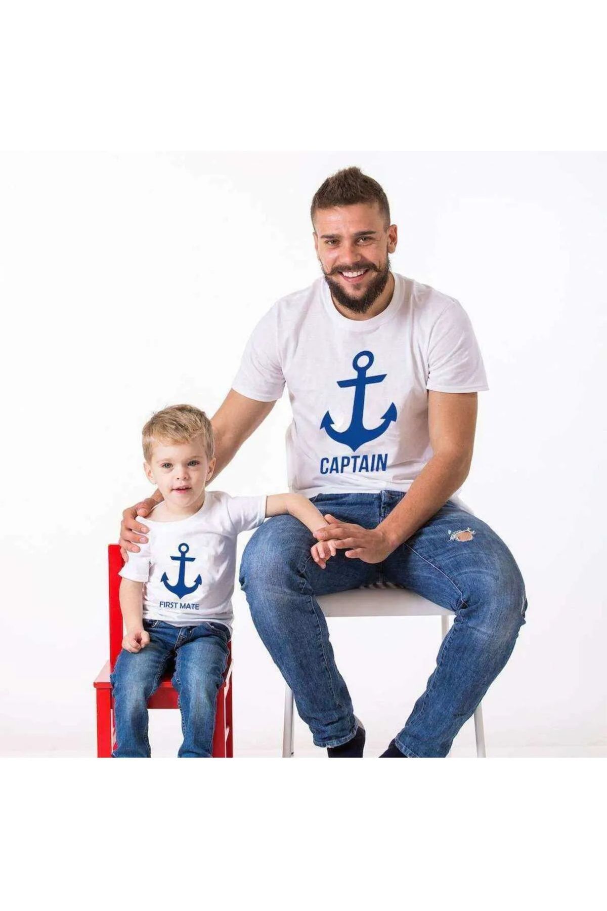venüsdijital Captain First Mate Baba Oğul Giyim (TEKLİ ÜRÜNDÜR KOMBİN YAPMAK IÇİN 2 ADET SEPETE EKLEYİNİZ)