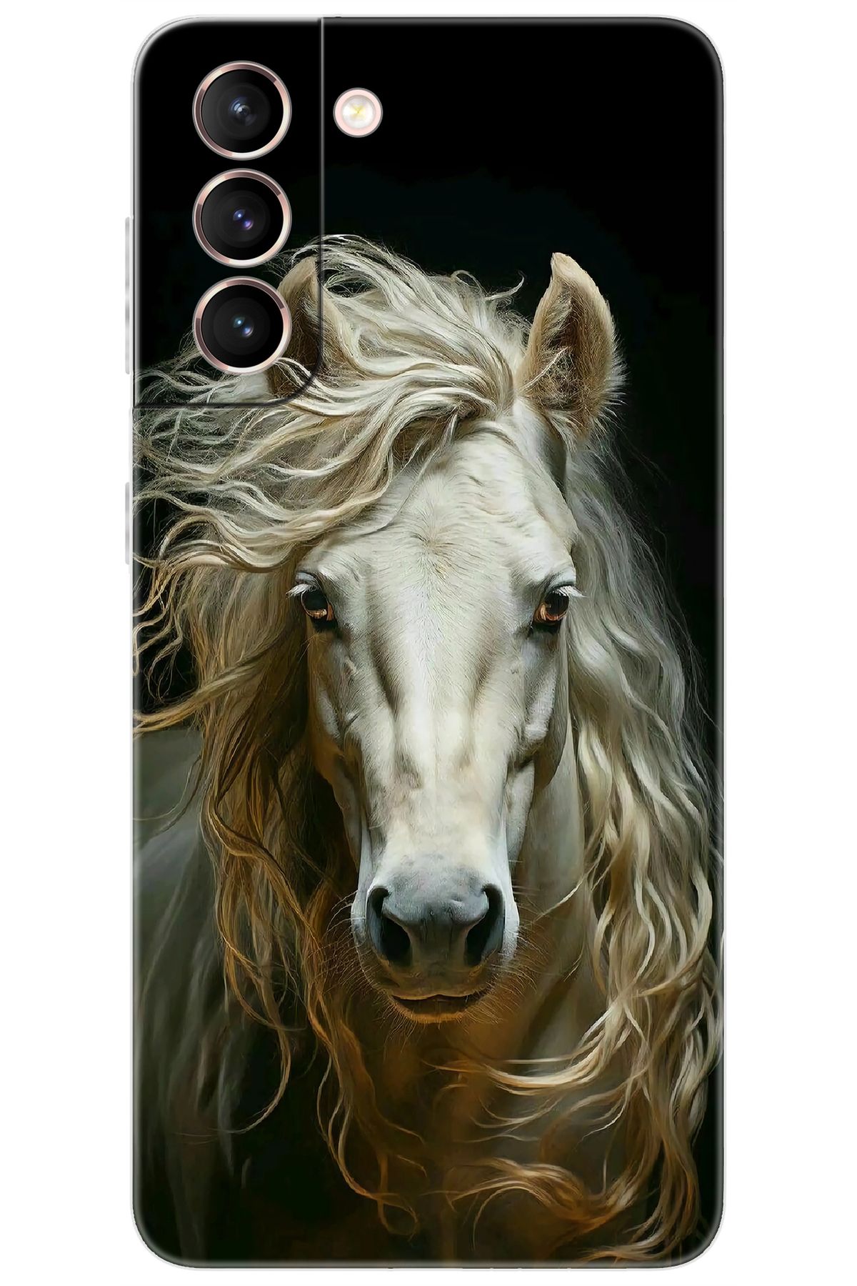Ceppare Samsung Galaxy S21 (SM-G991B) Uyumlu Kılıf Desen Baskılı Silikon Beyaz At STK:689 CP-K1CQMKY
