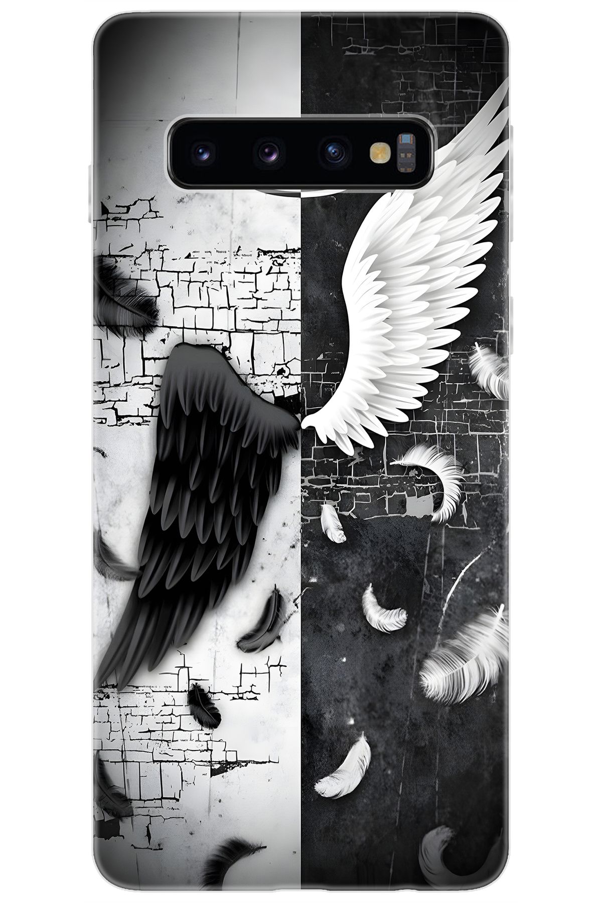 Ceppare Samsung Galaxy S10 (SM-G973F) Uyumlu Kılıf Desen Baskılı Silikon Melek ve Şeytan STK:715 CP-VUvqSrg