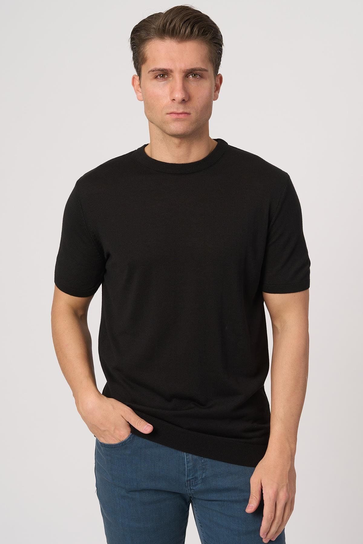 White Stone WHİTE STONE 2025-Y 25255 O YAKA BASIC TSHIRT SİYAH