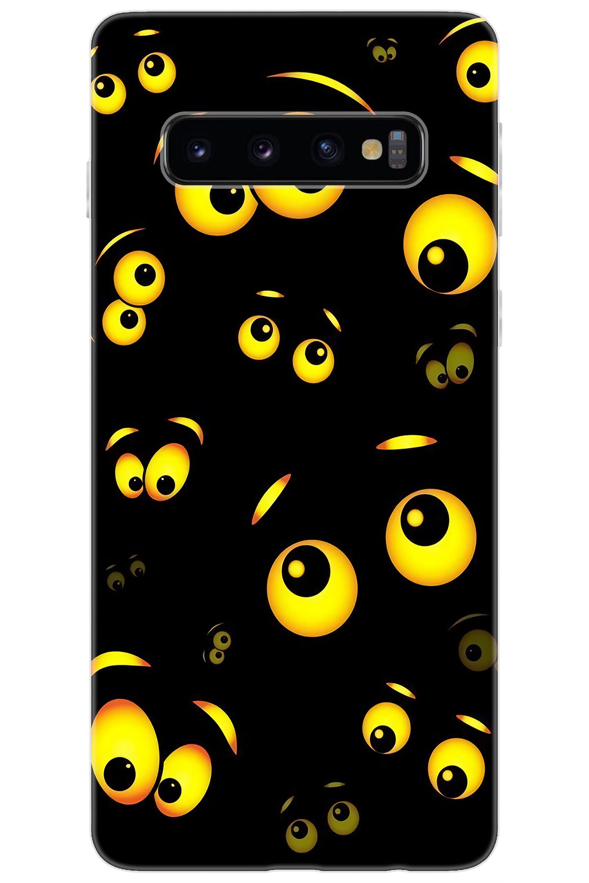 Ceppare Samsung Galaxy S10 (SM-G973F) Uyumlu Kılıf Desen Baskılı Silikon Emoji Gözler STK:746 CP-OG6E7RS