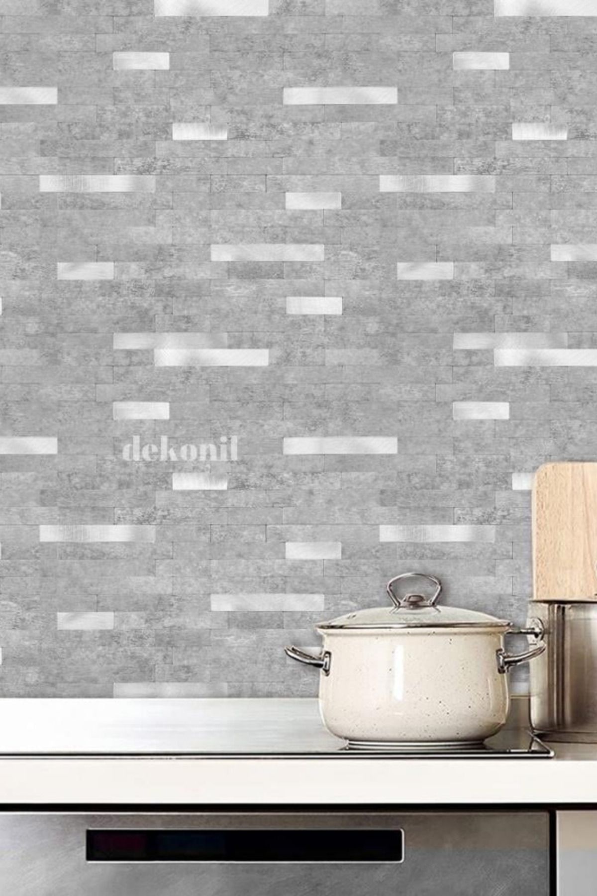 Dekonil Kendinden Yapışkanlı Duvar ve Tavan Mozaik Karo Taş - Gümüş 29*29 cm (10 Adet)