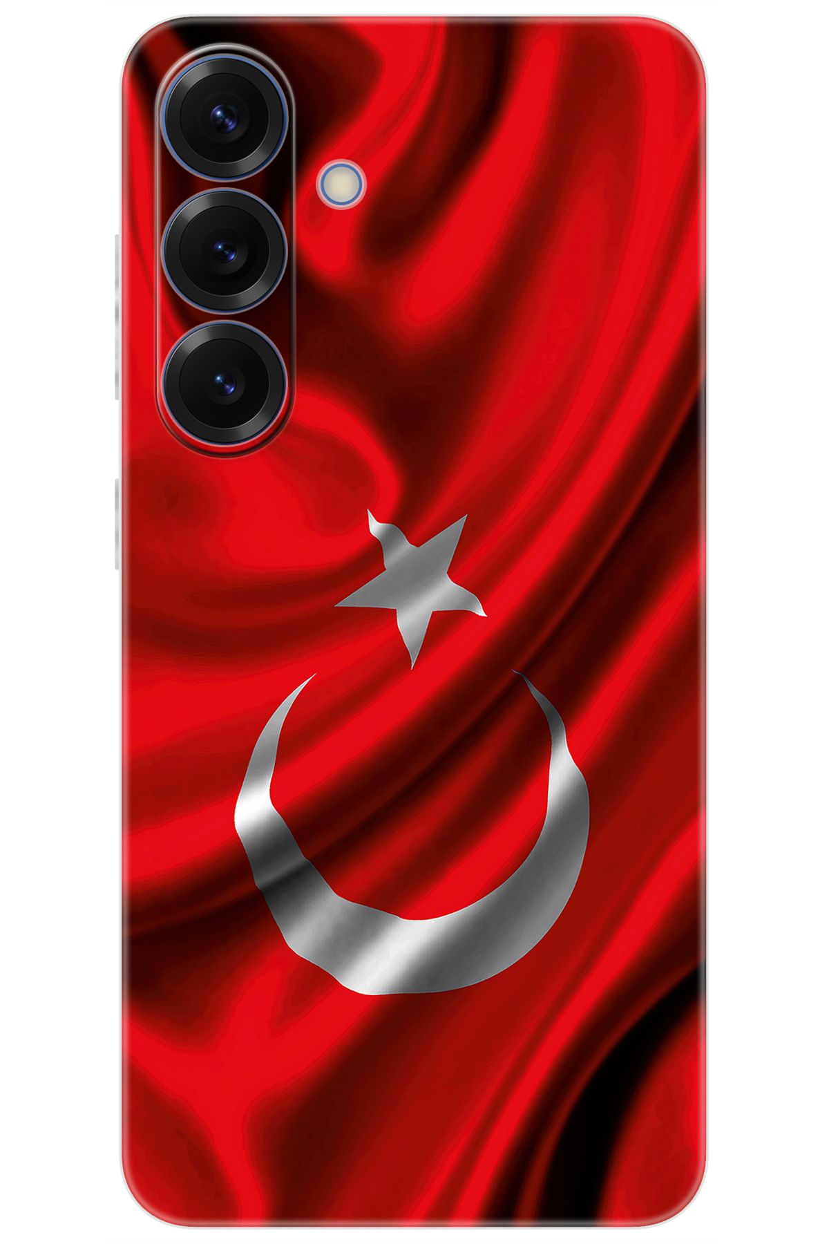 Ceppare Samsung Galaxy S25 (SM-S931B) Uyumlu Kılıf Desenli Silikon Dalgalı Türk Bayrağı STK:369 CP-3W3ZNfo