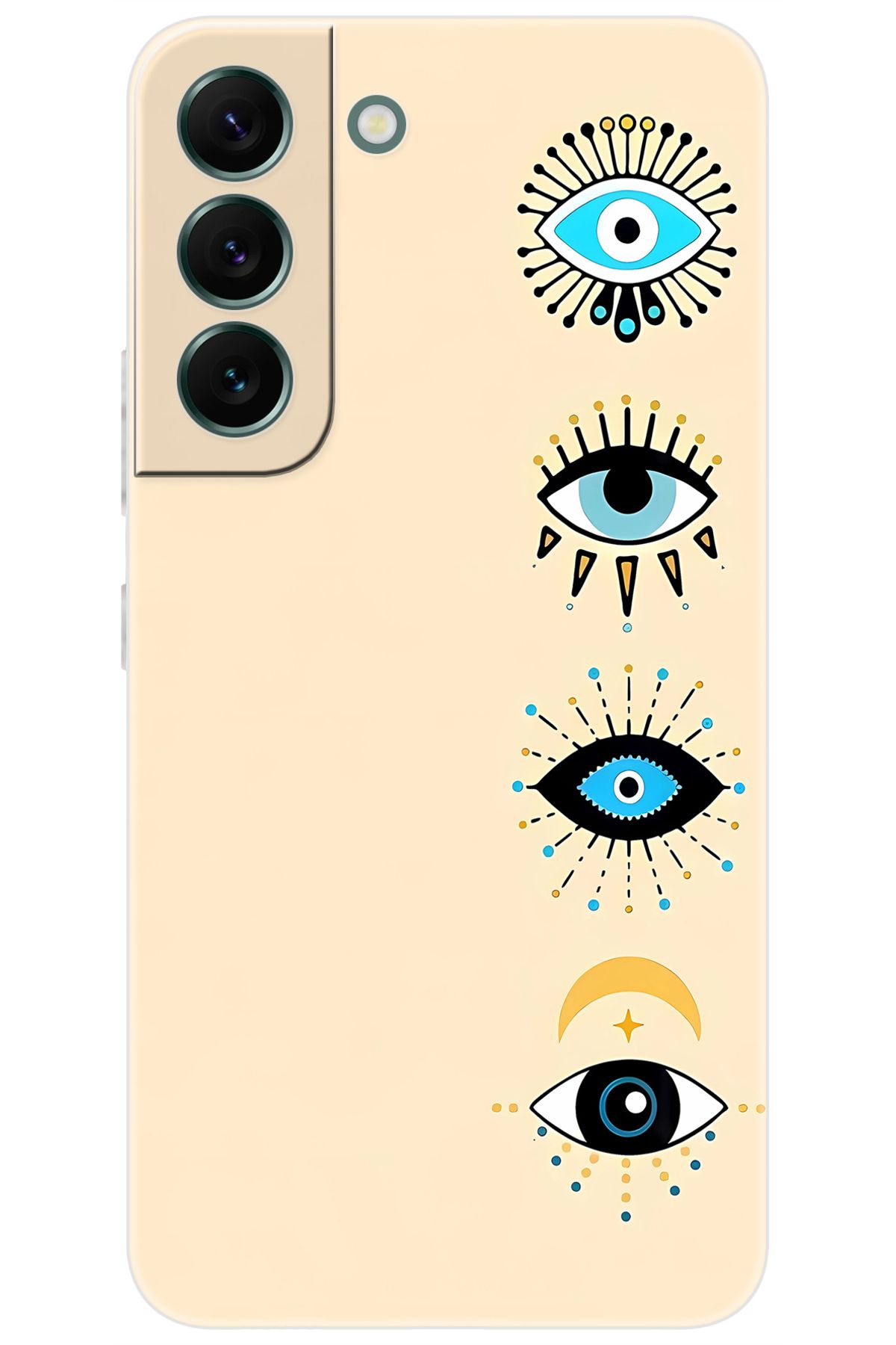 Ceppare Samsung Galaxy S22 (SM-G991B) Uyumlu Kılıf Desen Baskılı Silikon Nazar Gözler STK:742 CP-HTghqNi