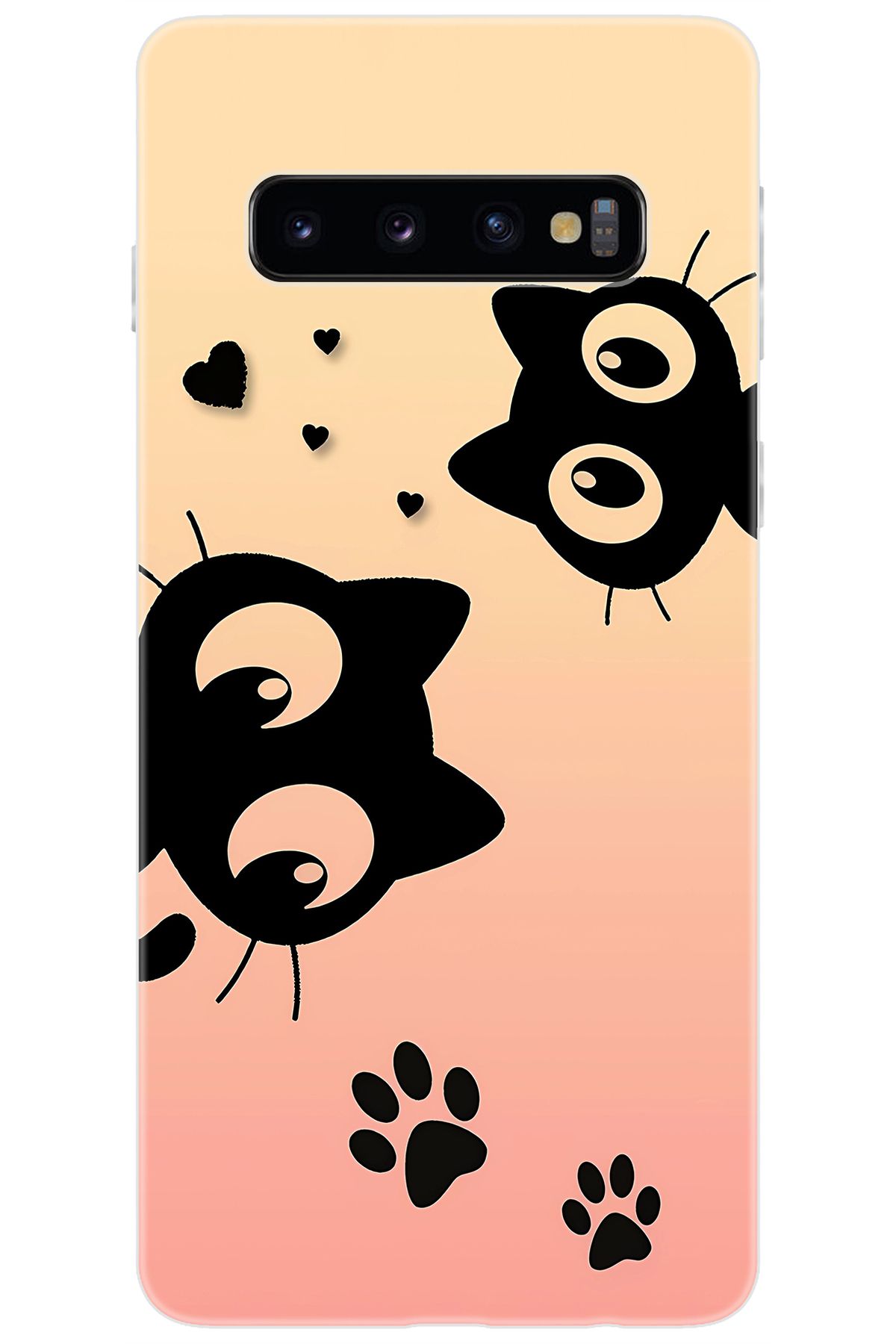 Ceppare Samsung Galaxy S10 (SM-G973F) Uyumlu Kılıf Desen Baskılı Silikon Kedi STK:626 CP-ElQY0vh