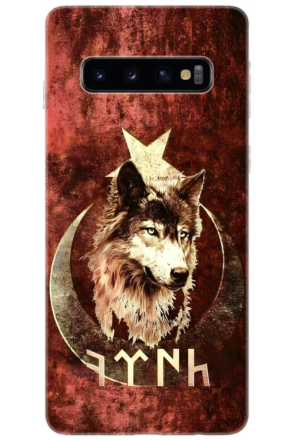 Ceppare Samsung Galaxy S10 (SM-G973F) Uyumlu Kılıf Desen Baskı Silikon Kurt ve Göktürkçe STK:385 CP-YQCUj1U