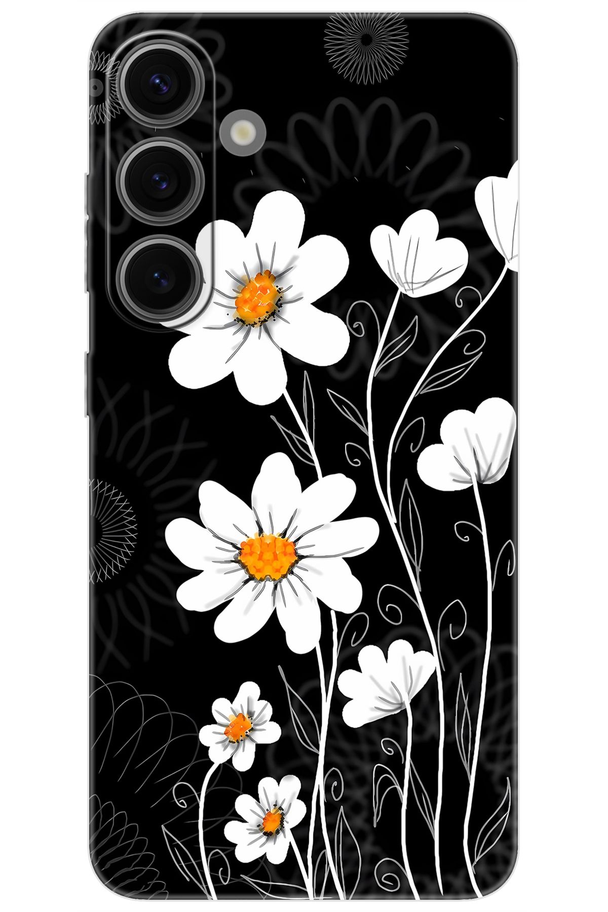 Ceppare Samsung Galaxy S24 (SM-S921B) Uyumlu Kılıf Desen Baskılı Silikon Papatya STK:693 CP-QmL4u3V