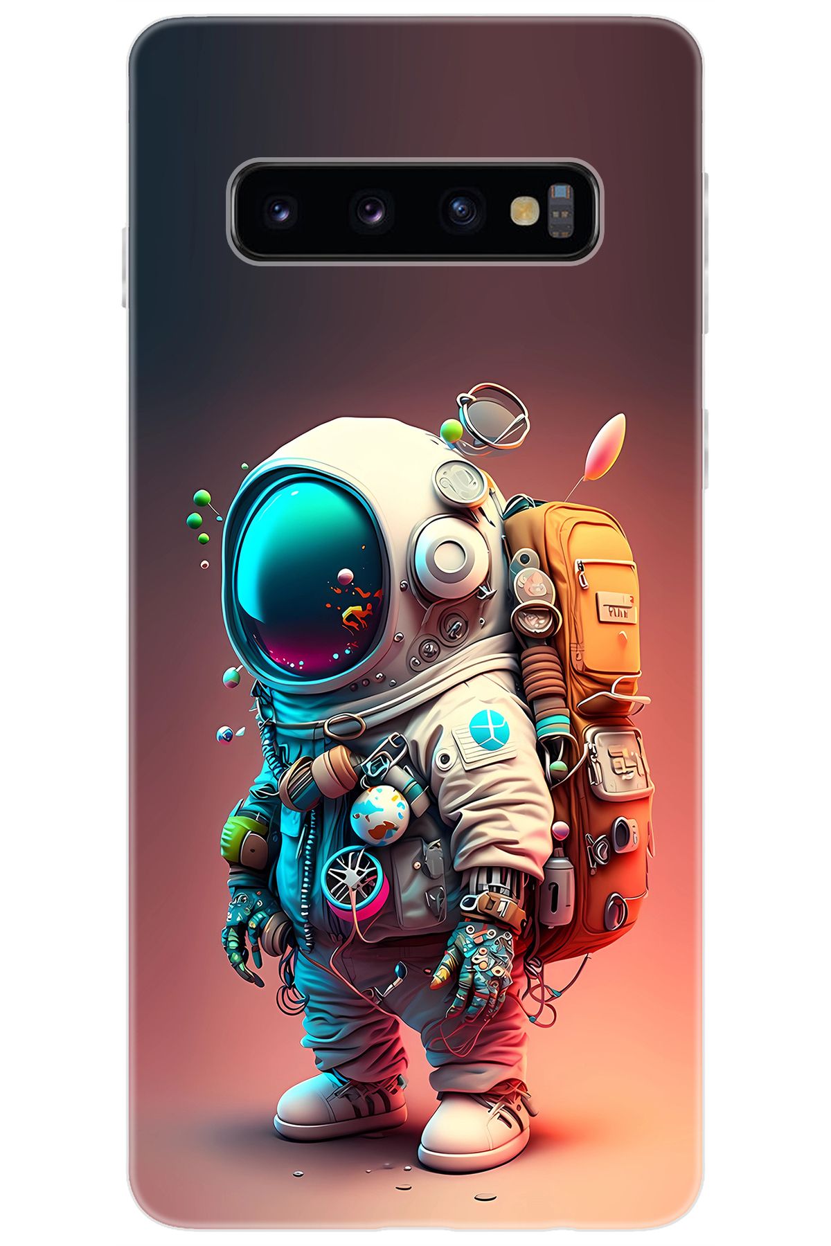 Ceppare Samsung Galaxy S10 (SM-G973F) Uyumlu Kılıf Desen Baskılı Silikon Astronot STK:682 CP-4dKNc56
