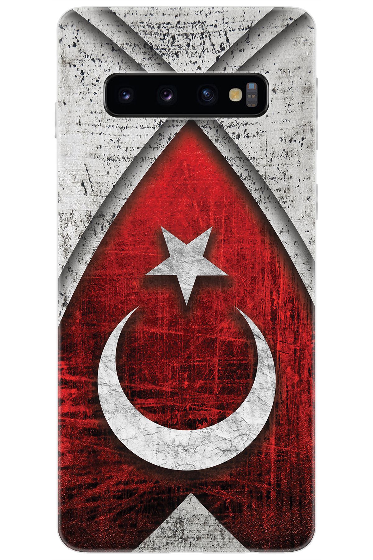 Ceppare Samsung Galaxy S10 (SM-G973F) Uyumlu Kılıf Desenli Silikon Türk Bayrağı Tasarım STK:380 CP-3naZ7Ga