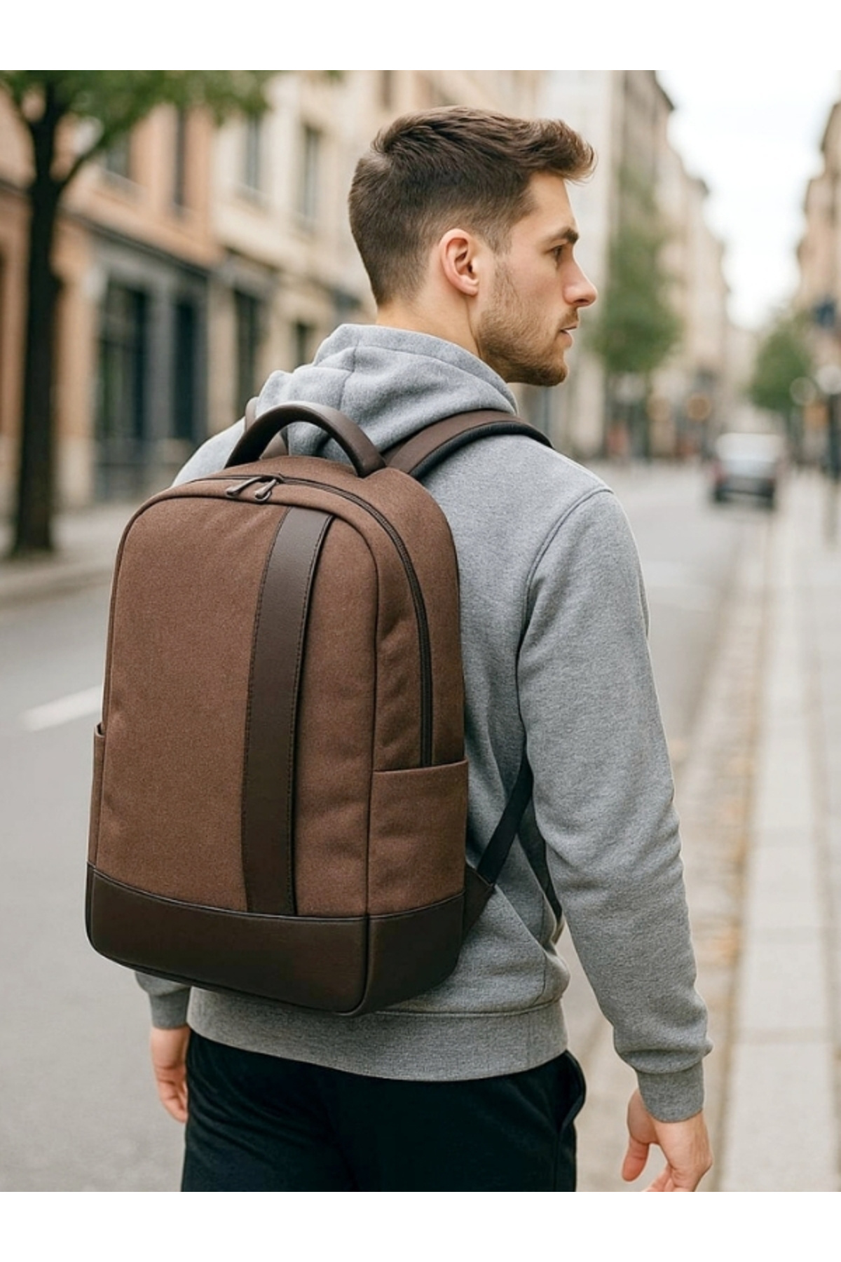 başkent çanta Kanvas Sırt Çantası Kahverengi Laptop Bölmeli 15.6 İnç 8683255013296