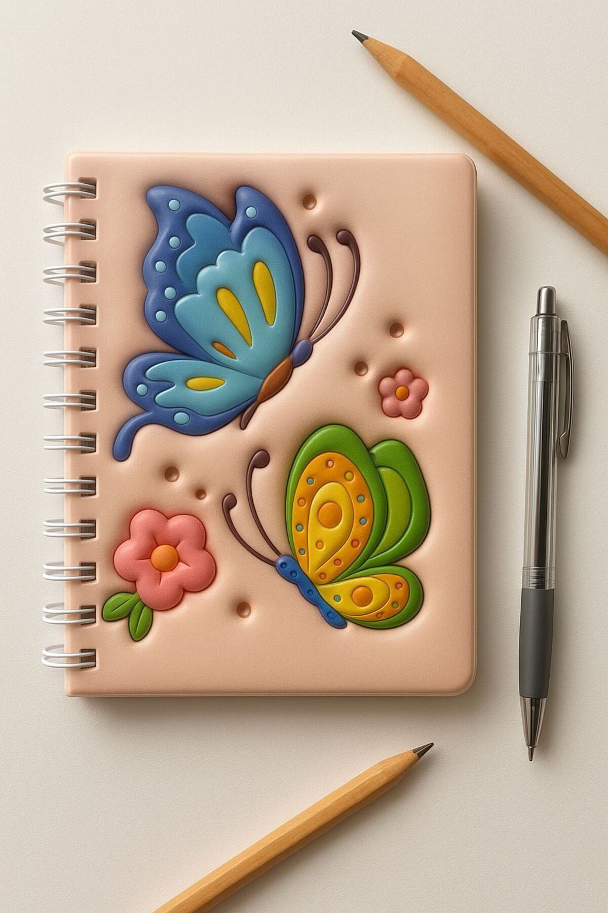 PARLAK EVREN 3 BOYUTLU KELEBEK DESENLİ HATIRA DEFTERİ