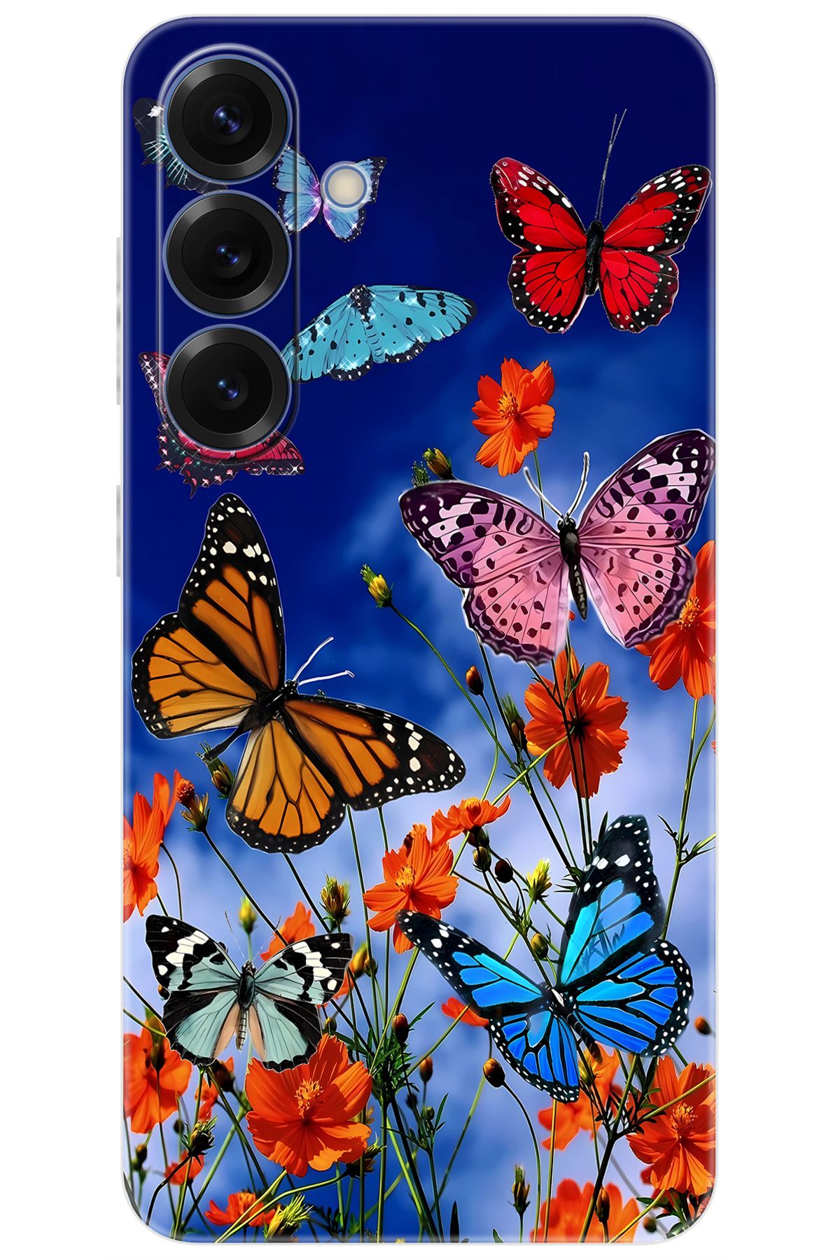 Ceppare Samsung Galaxy S25 (SM-S931B) Uyumlu Kılıf Desen Baskı Silikon Renkli Kelebekler STK:741 CP-RXdKsE1