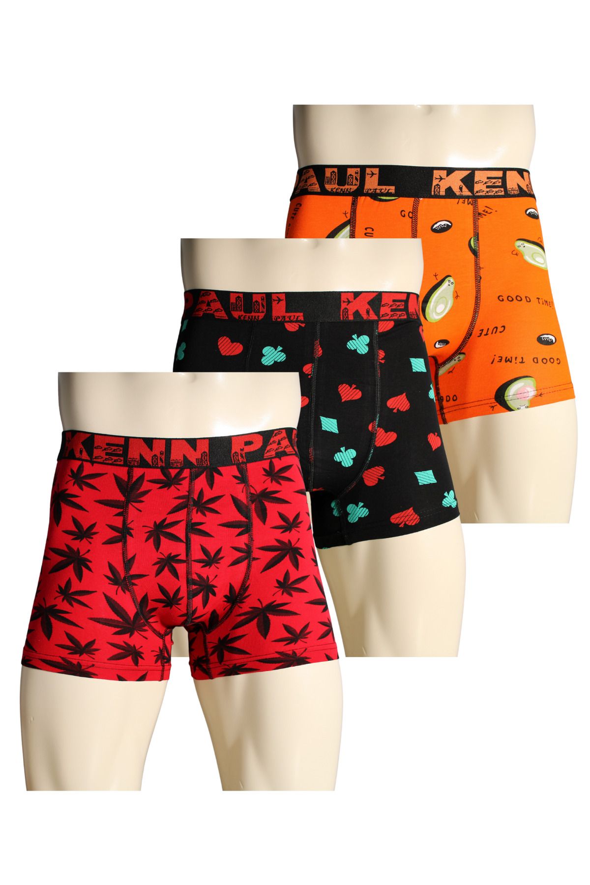Kennpaul 3'lü Desenli Pamuklu Lüks Boxer | Konforlu Boxer | Yumuşak