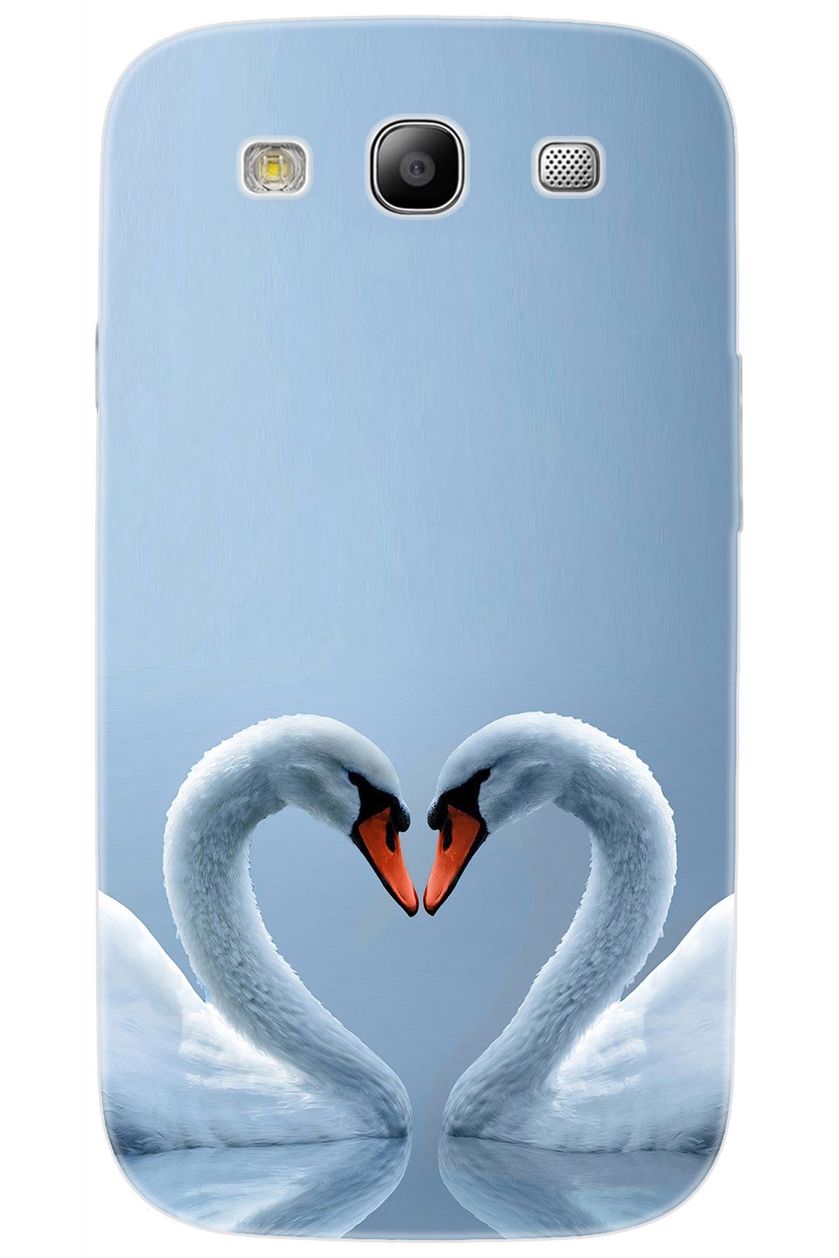 Ceppare Samsung Galaxy S3 (GT-I9300) Uyumlu Kılıf Desen Baskılı Silikon Kuğ ve Kalp STK:305 CP-71KpzKN