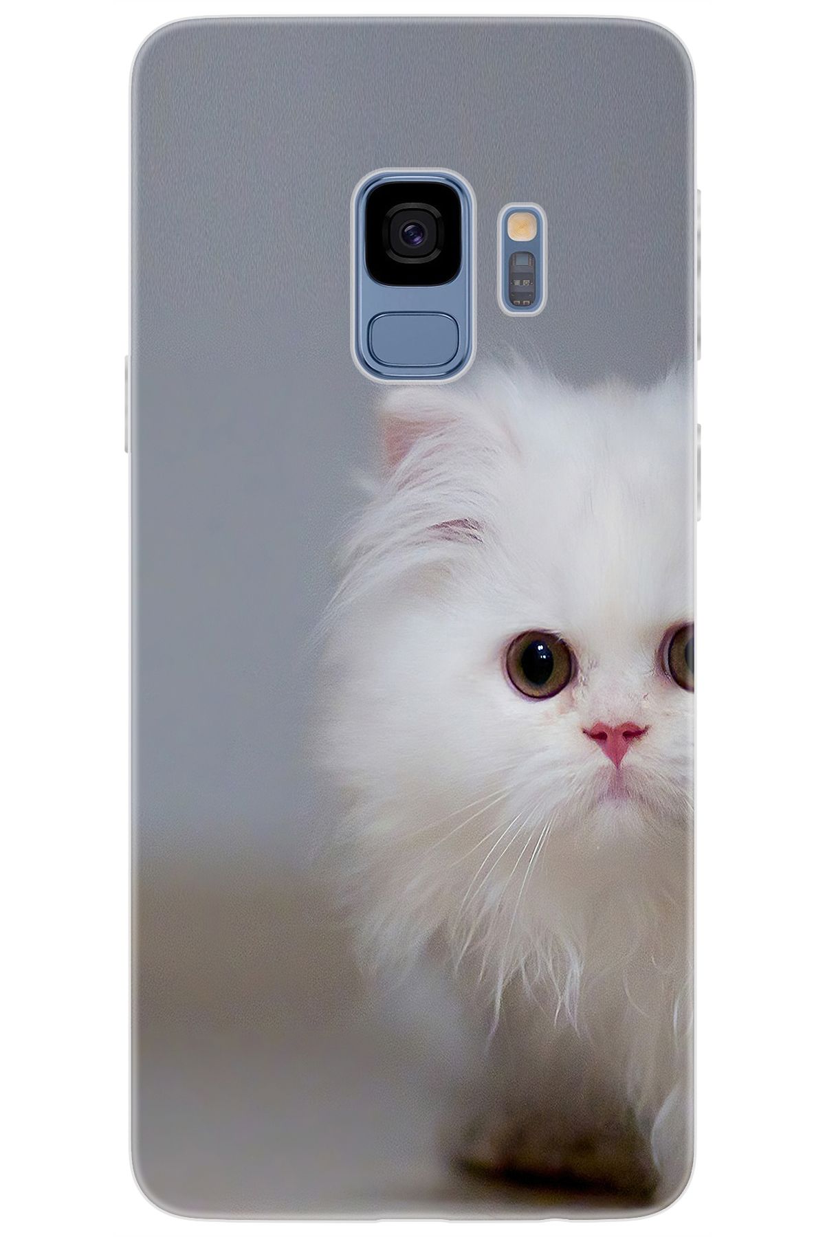 Ceppare Samsung Galaxy S9 (SM-G960F) Uyumlu Kılıf Desen Baskılı Silikon Beyaz Kedi STK:139 CP-olpruhx
