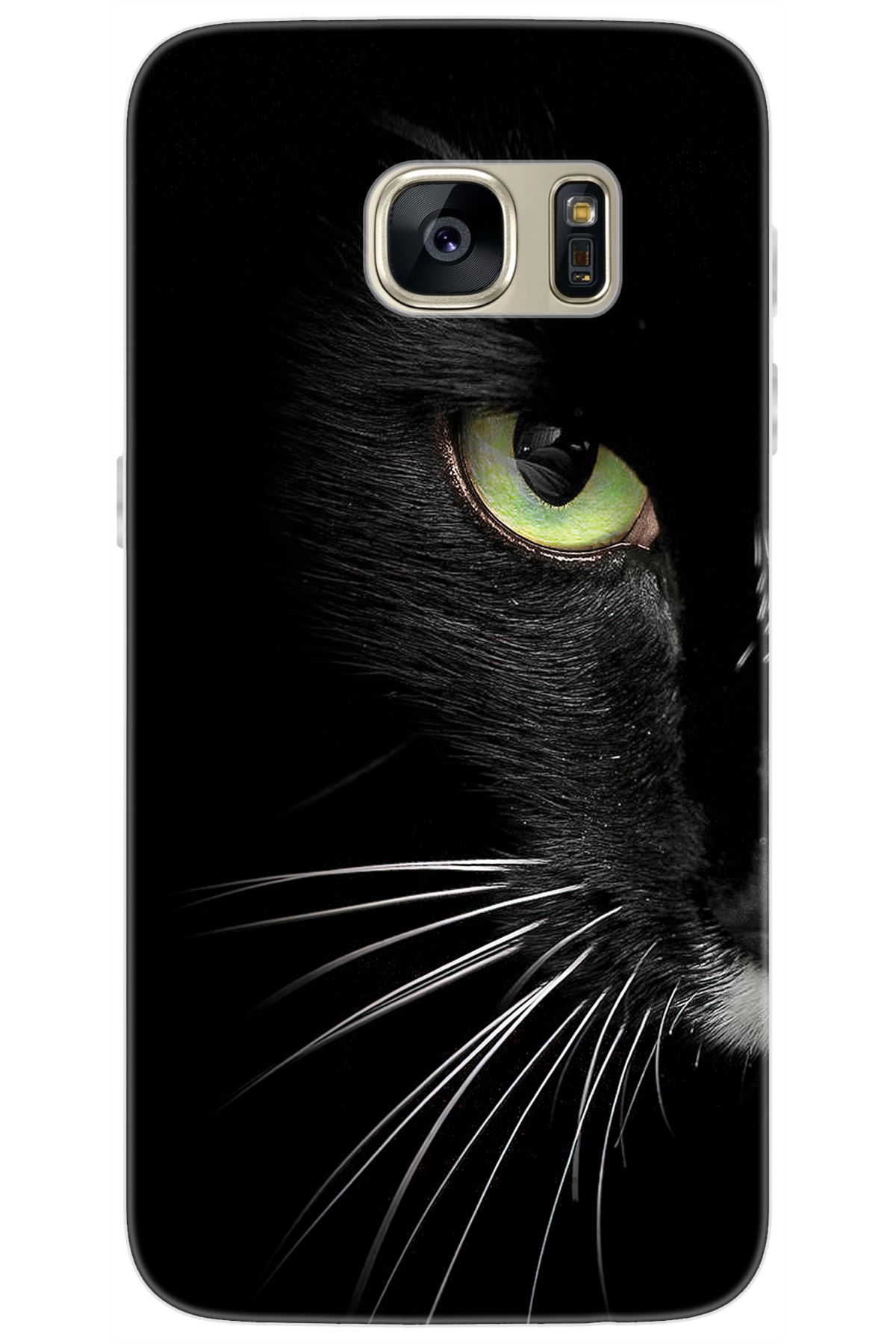 Ceppare Samsung Galaxy S7 (SM-G930F) Uyumlu Kılıf Desen Baskılı Silikon Siyah Kedi STK:482 CP-YZlOav6