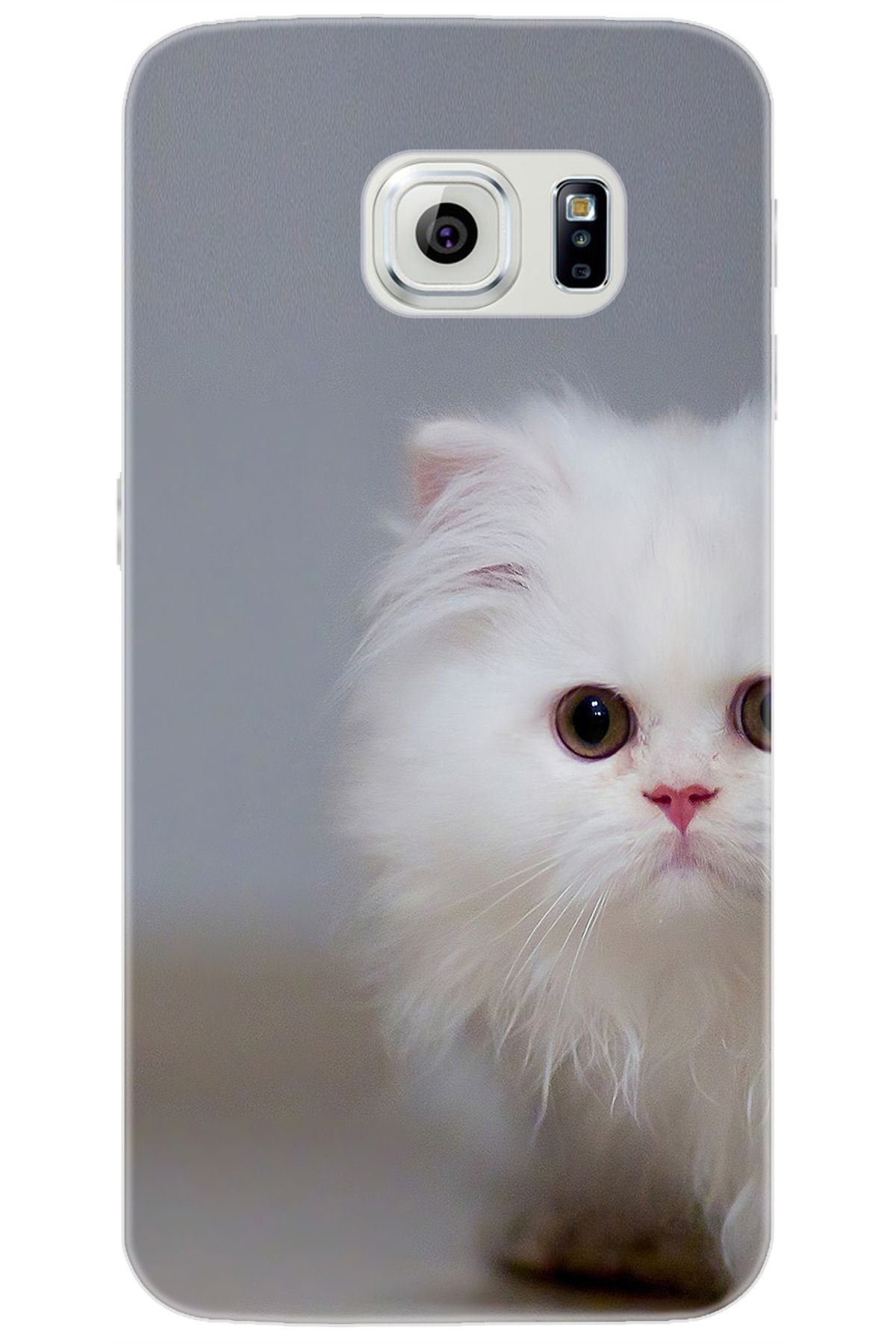 Ceppare Samsung Galaxy S6 (SM-G920F) Uyumlu Kılıf Desen Baskılı Silikon Beyaz Kedi STK:139 CP-reZIThA